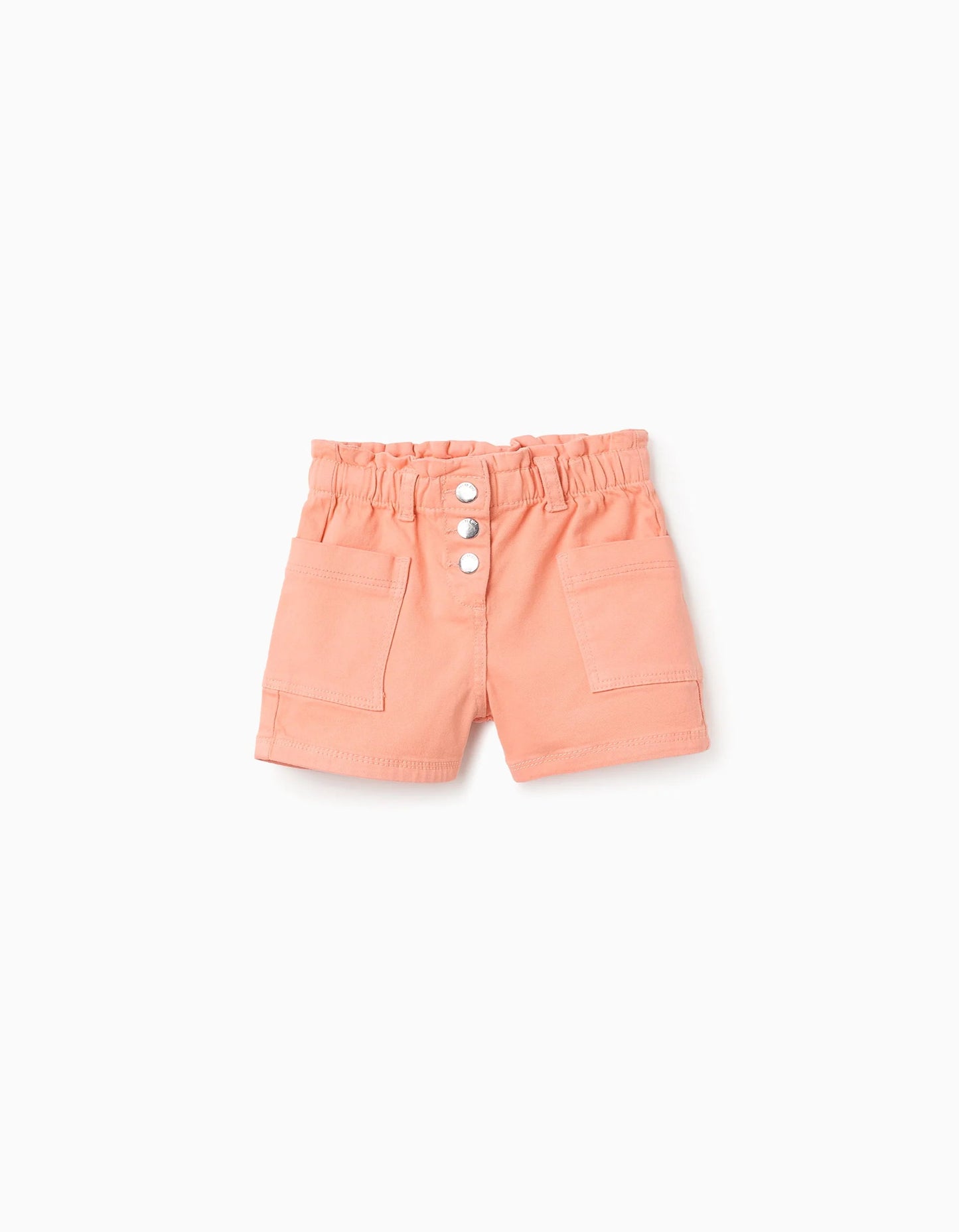 Paperbag Waist Shorts for Baby Girls, Coral