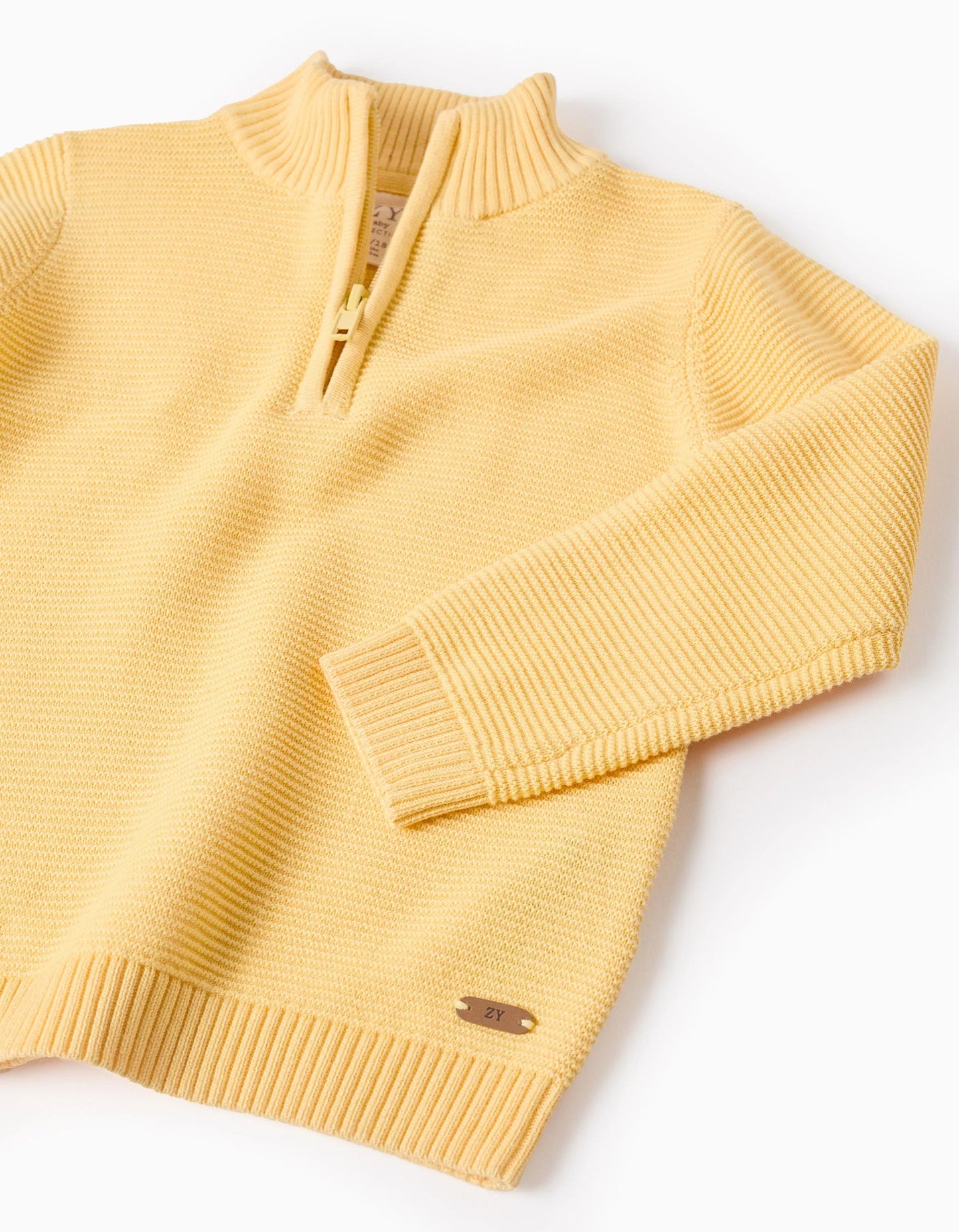 Knitted Jumper with Texture for Baby Boys, Yellow
