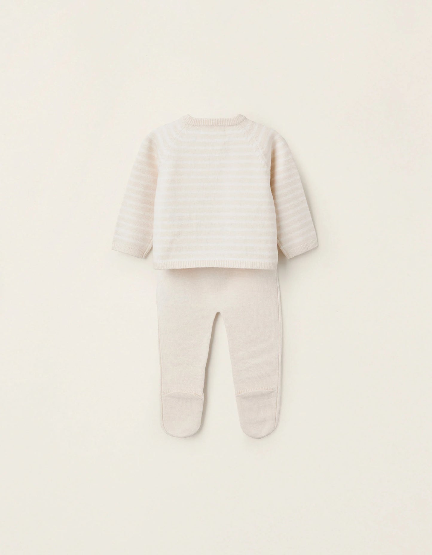 Striped Knitted Set for Newborns, Beige