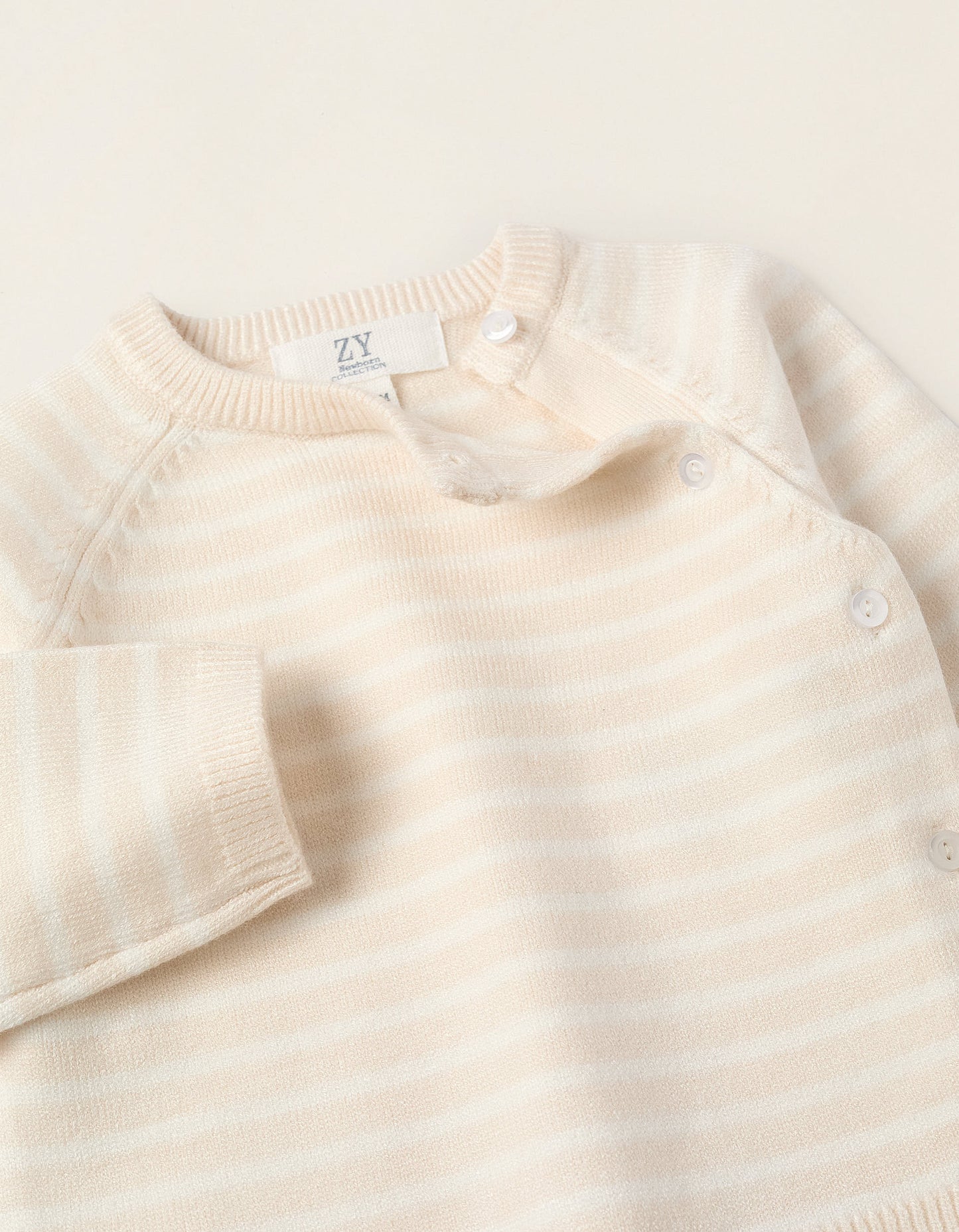 Striped Knitted Set for Newborns, Beige