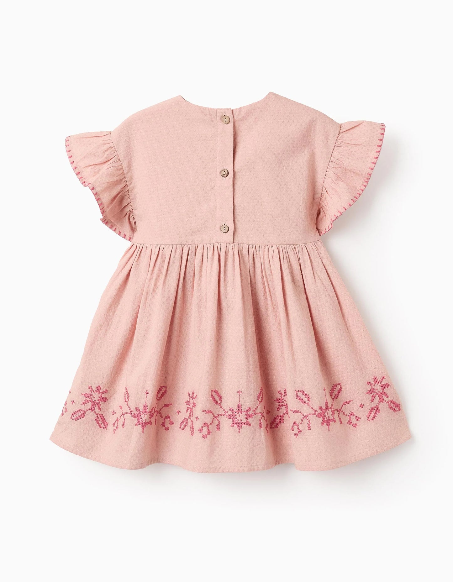 Dress with Texture and Embroidery for Baby Girls, Pink