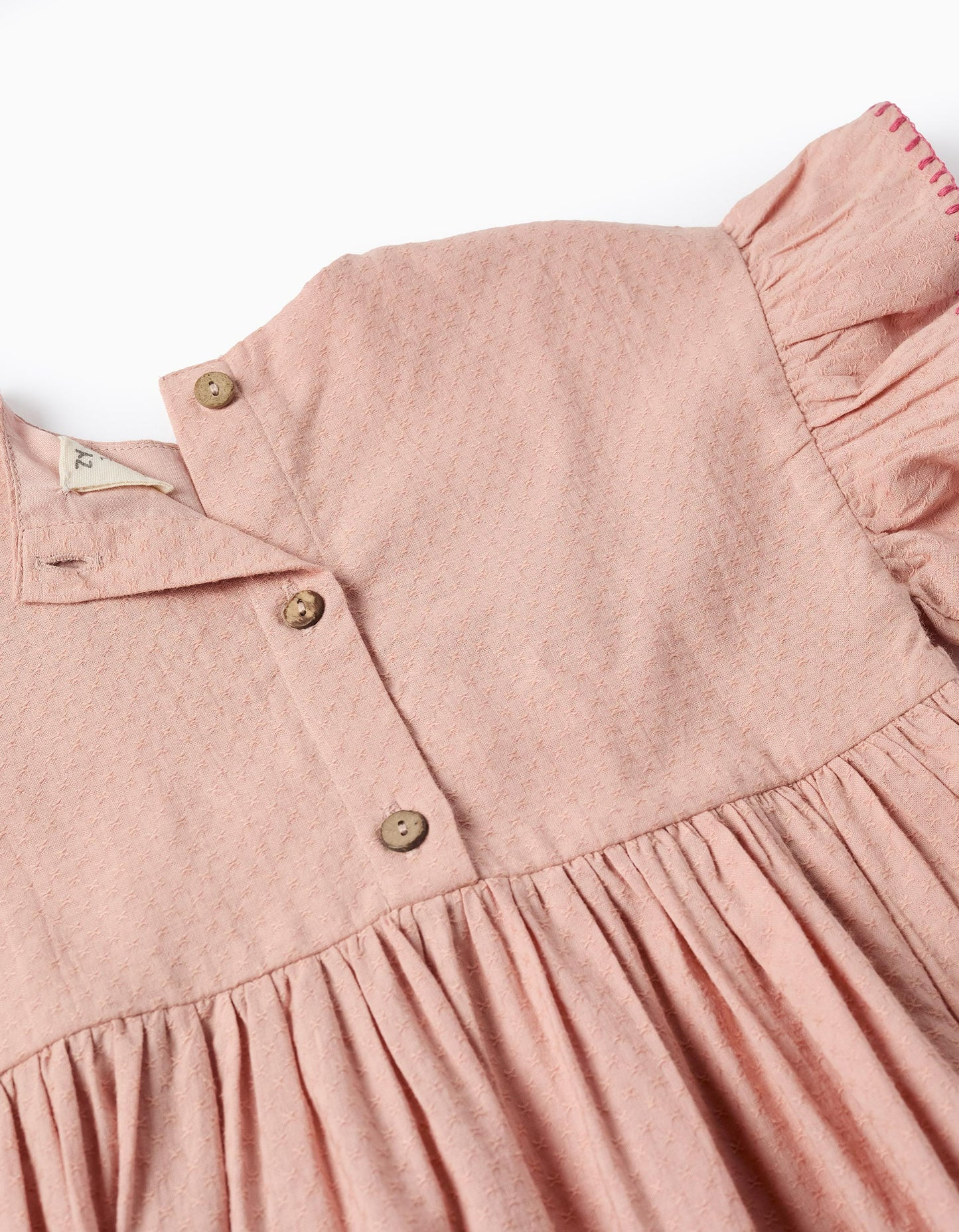 Dress with Texture and Embroidery for Baby Girls, Pink