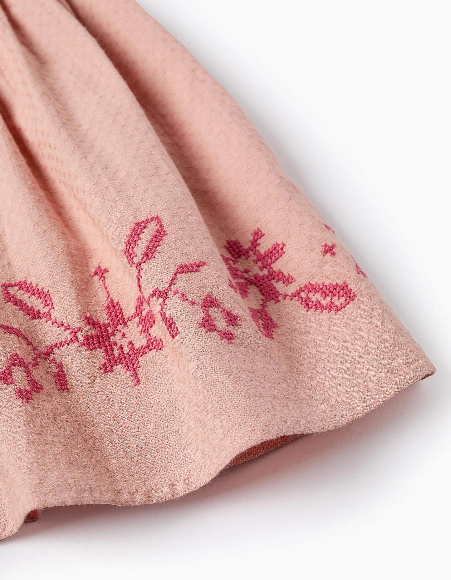 Dress with Texture and Embroidery for Baby Girls, Pink