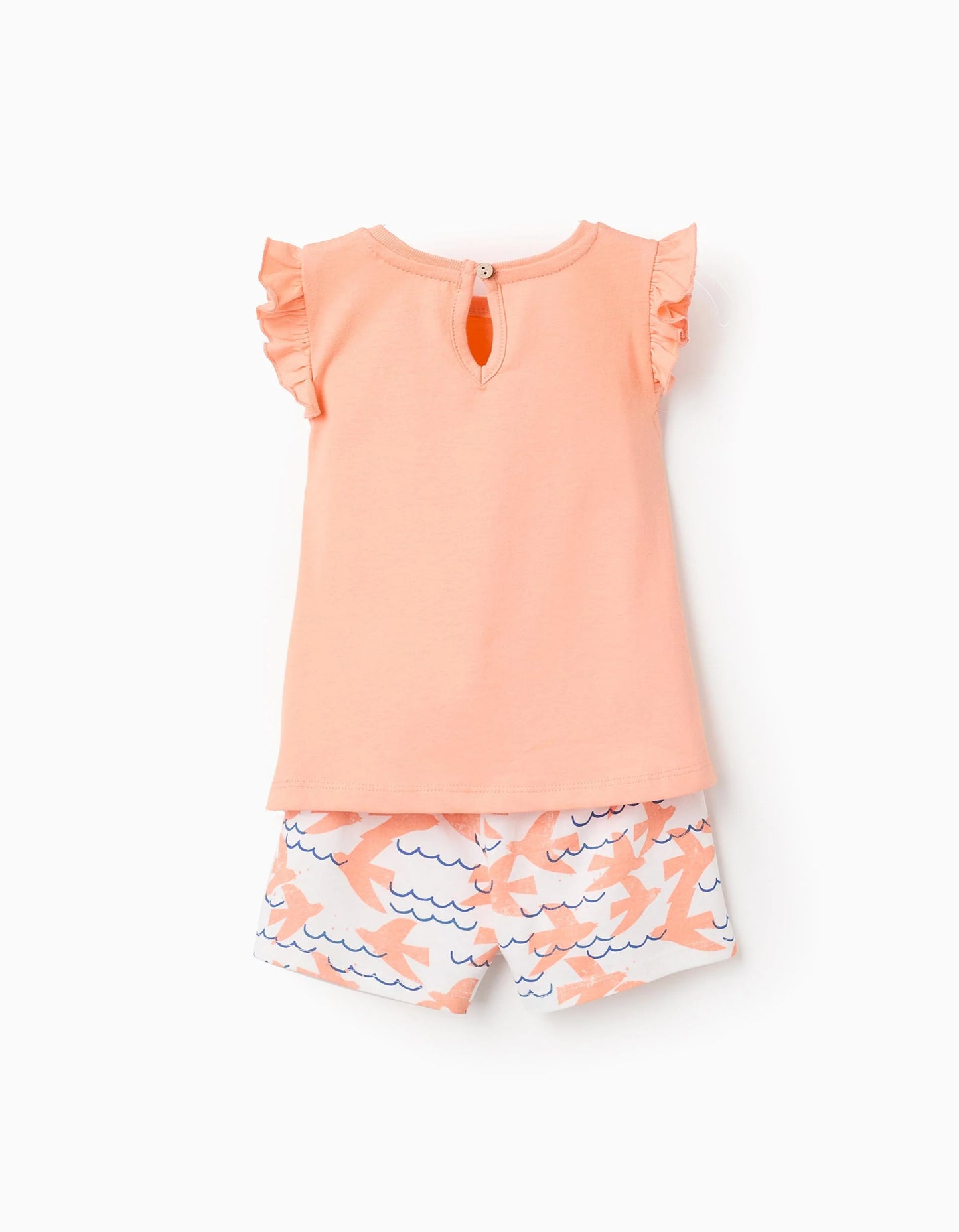 T-shirt + Shorts with Motif for Baby Girls 'Free', Coral/White