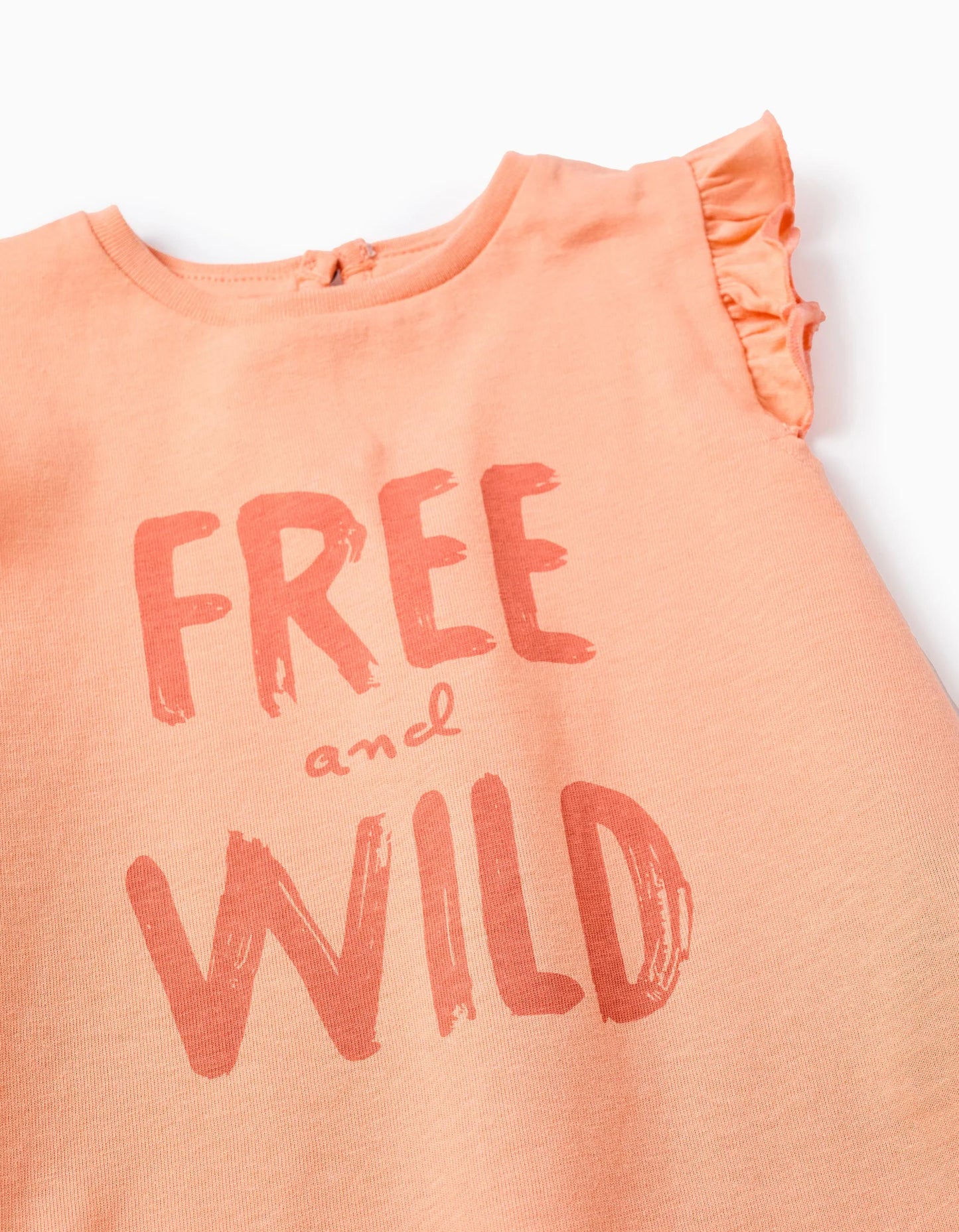 T-shirt + Shorts with Motif for Baby Girls 'Free', Coral/White