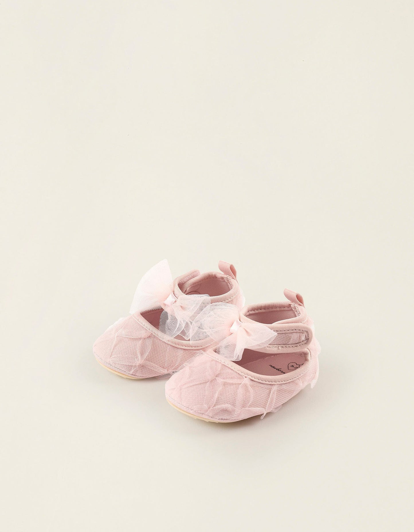 Ballerinas with Tulle and Bow for Newborn Girls, Pink