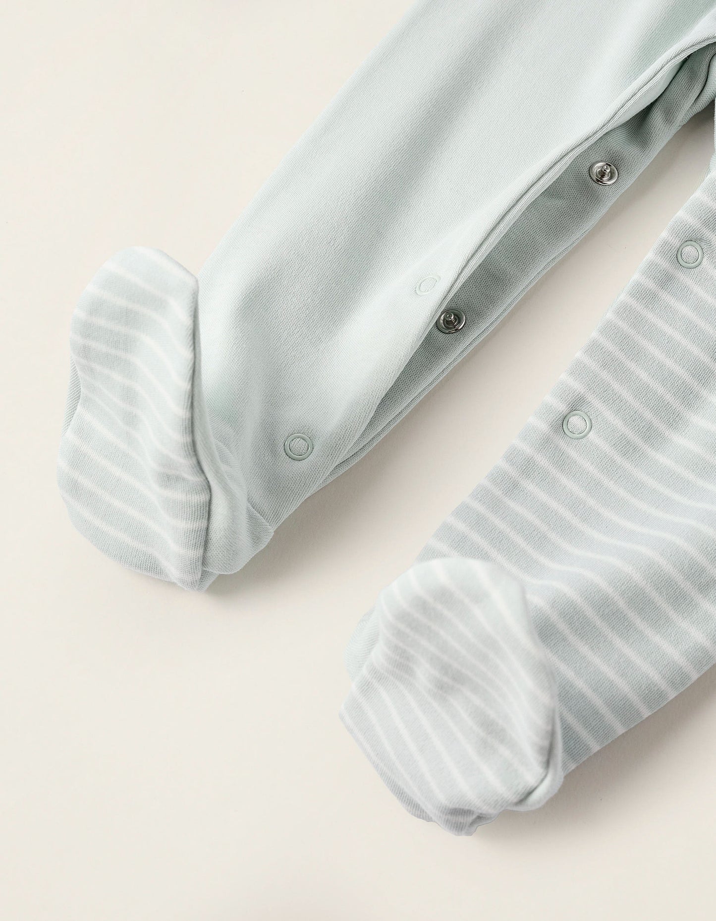 Striped Cotton Sleepsuit for Baby Boys, Aqua Green