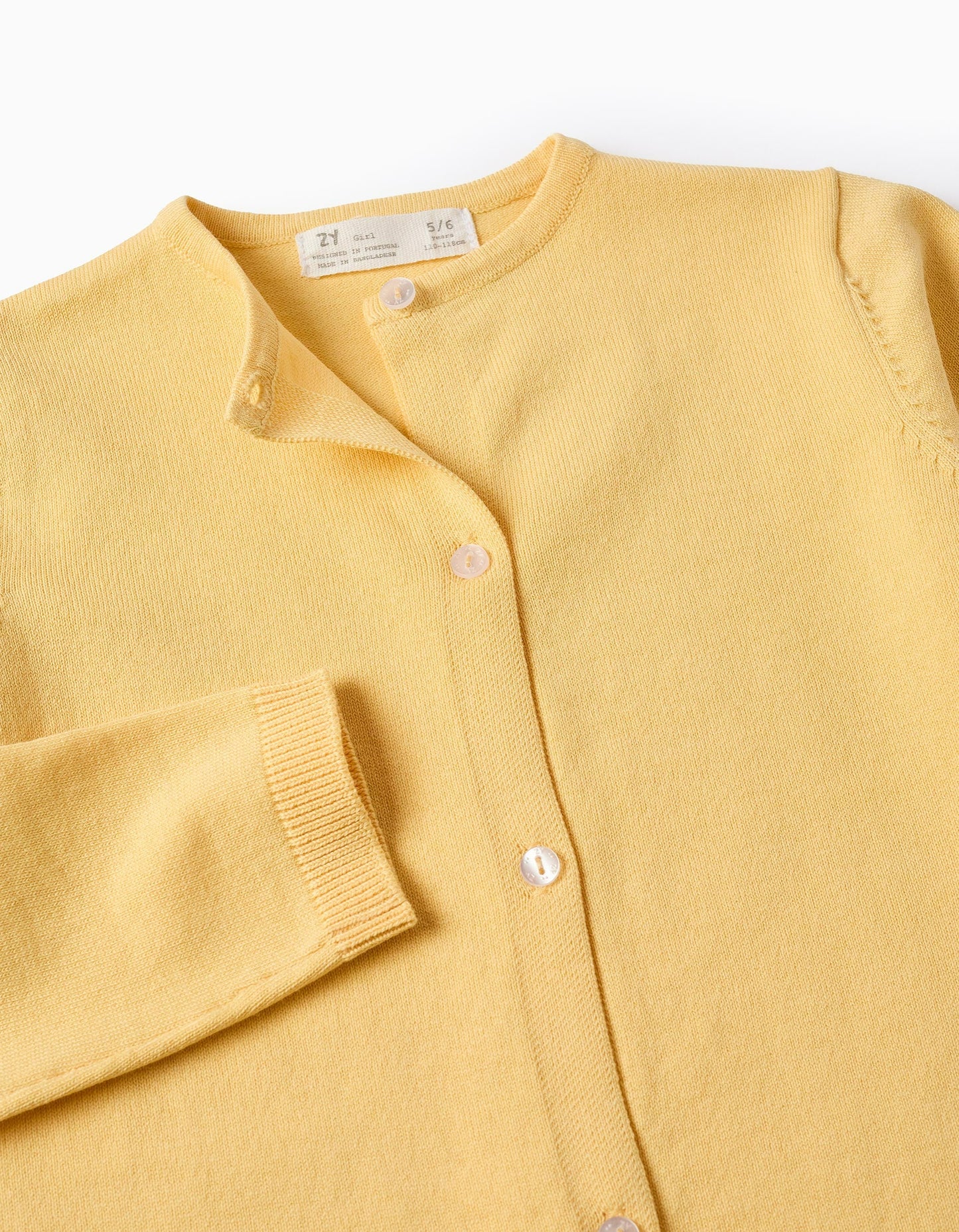Classic Cardigan for Girls, Yellow