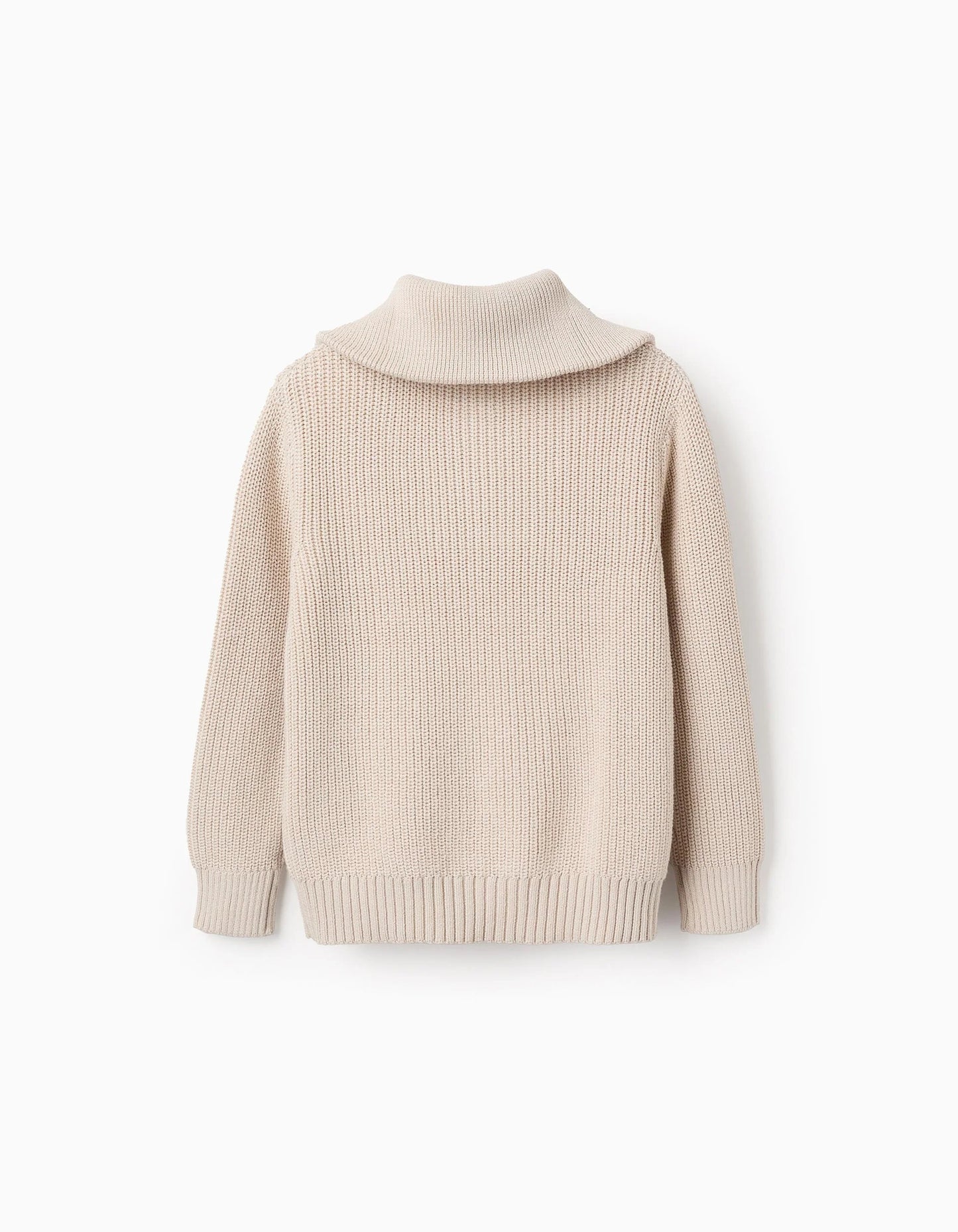 Knitted Jumper with Zip Collar for Boys 'B&S', Beige
