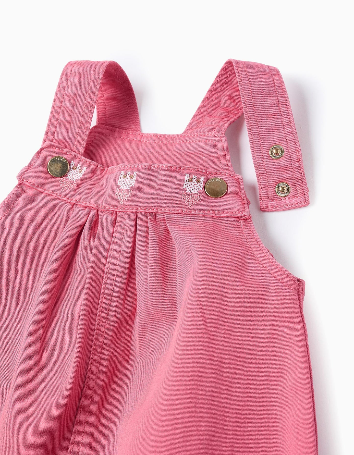 Pinafore Dress with Cross-Stitch Details for Baby Girls, Pink
