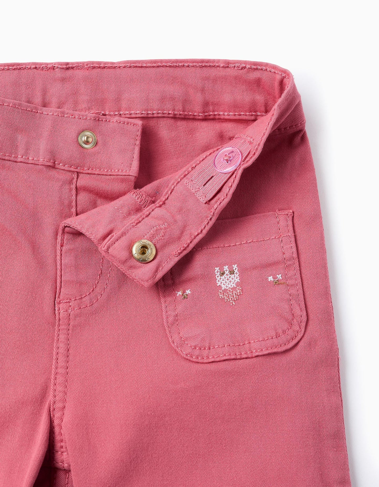 Trousers with Cross-Stitch Details for Baby Girls, Pink