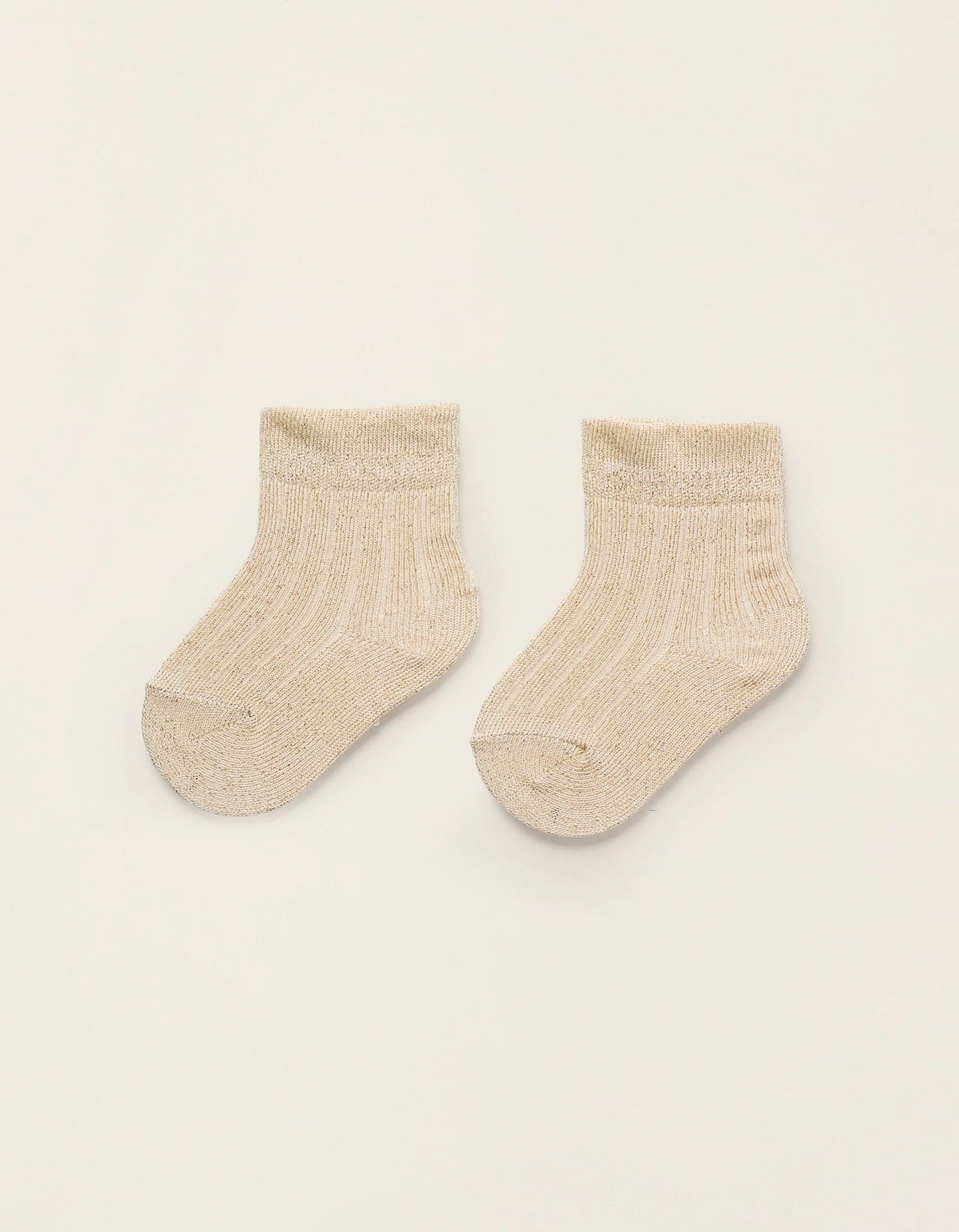 Ribbed Socks with Lurex Threads for Baby Girls, Gold