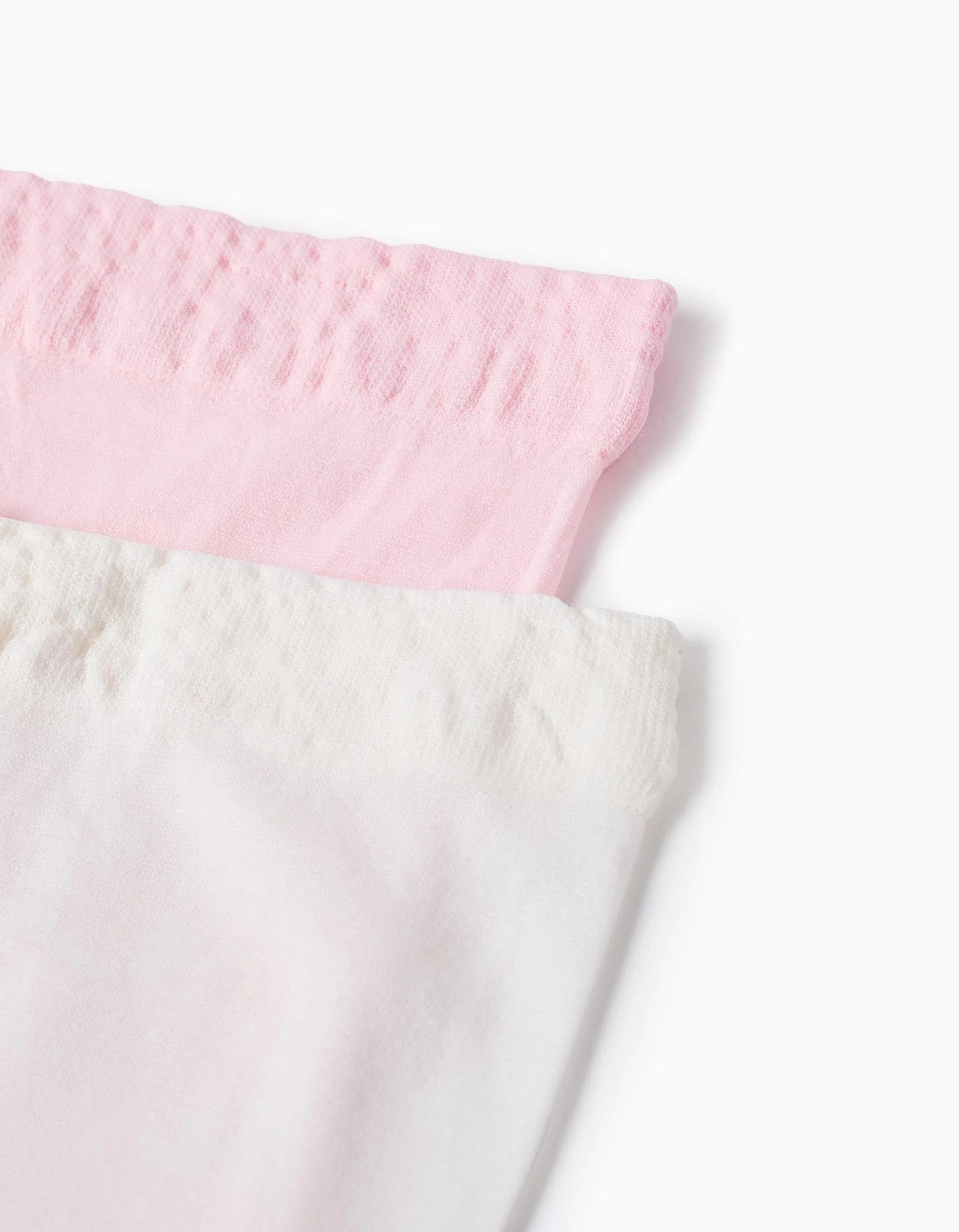 Pack of 2 Microfiber Tights for Girls, White/Pink