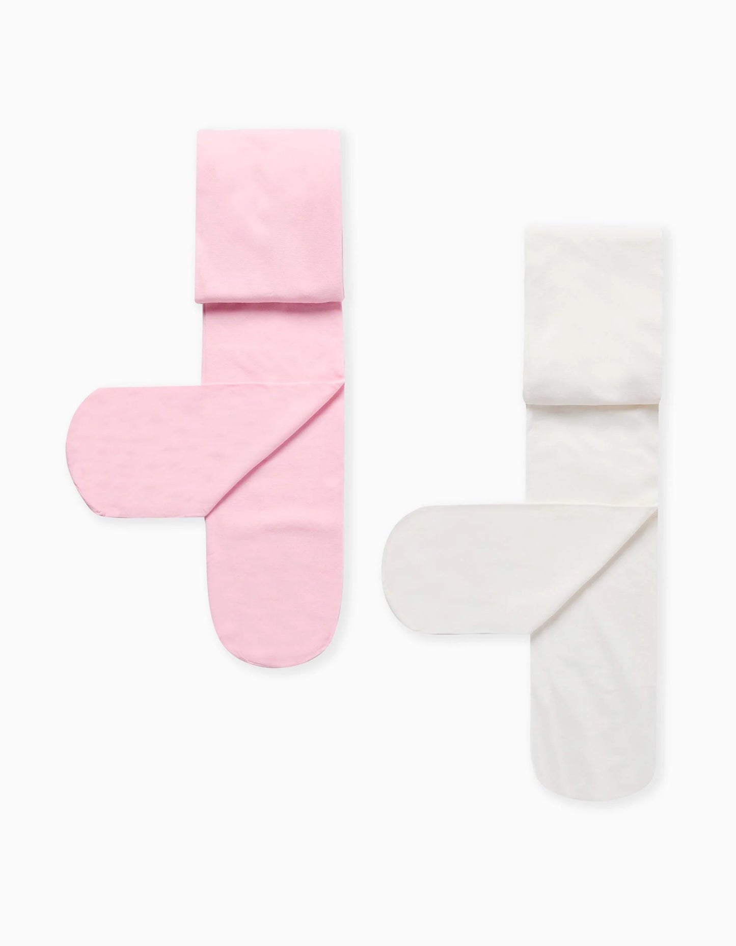 Pack of 2 Microfiber Tights for Girls, White/Pink