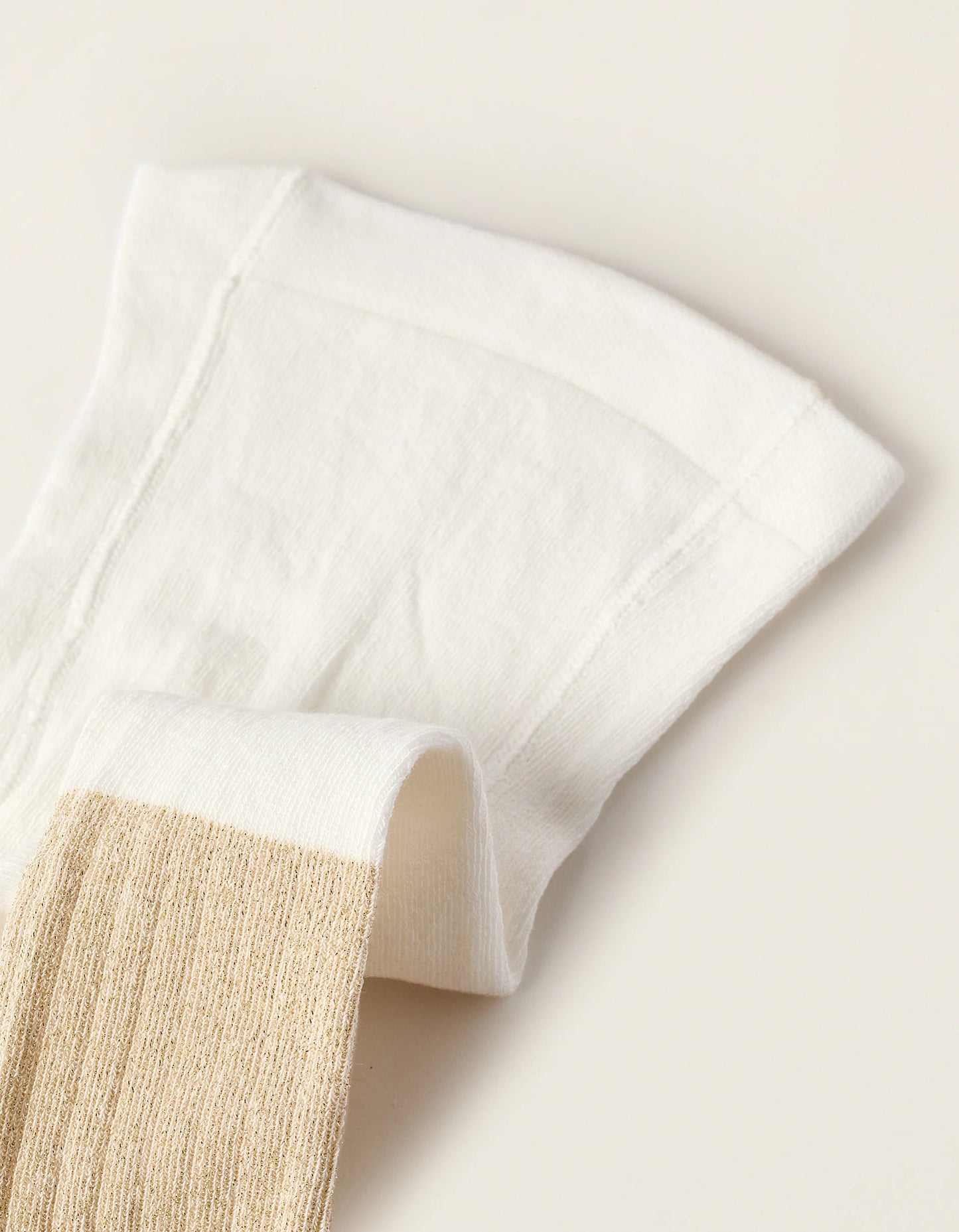 Ribbed Tights with Lurex Threads for Baby Girls, White/Gold