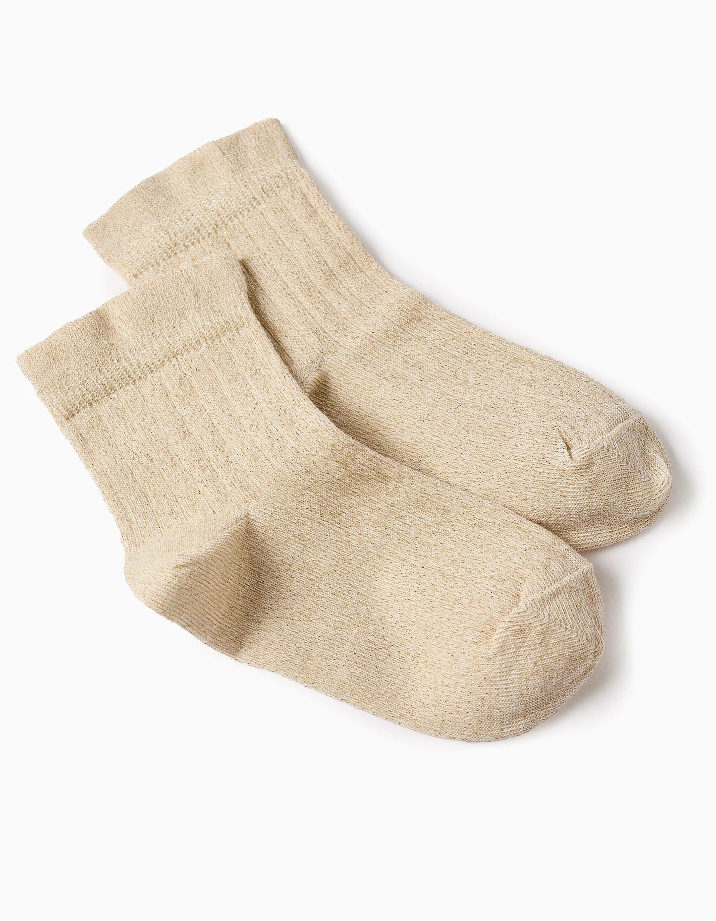 Ribbed Socks with Lurex Threads for Girls, Gold