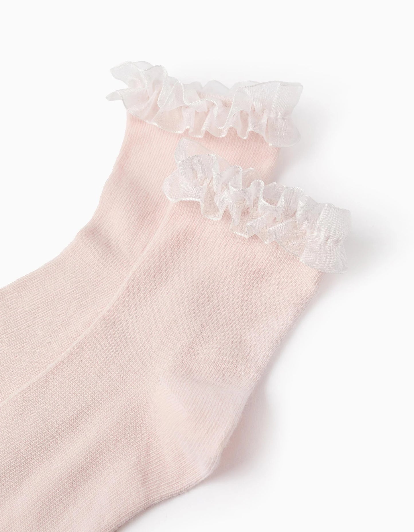 Socks with Tulle Ruffles for Girls, Pink
