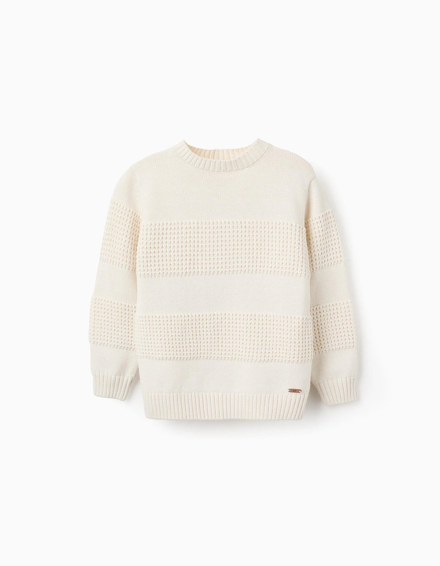 Textured Knit Jumper for Boys, White