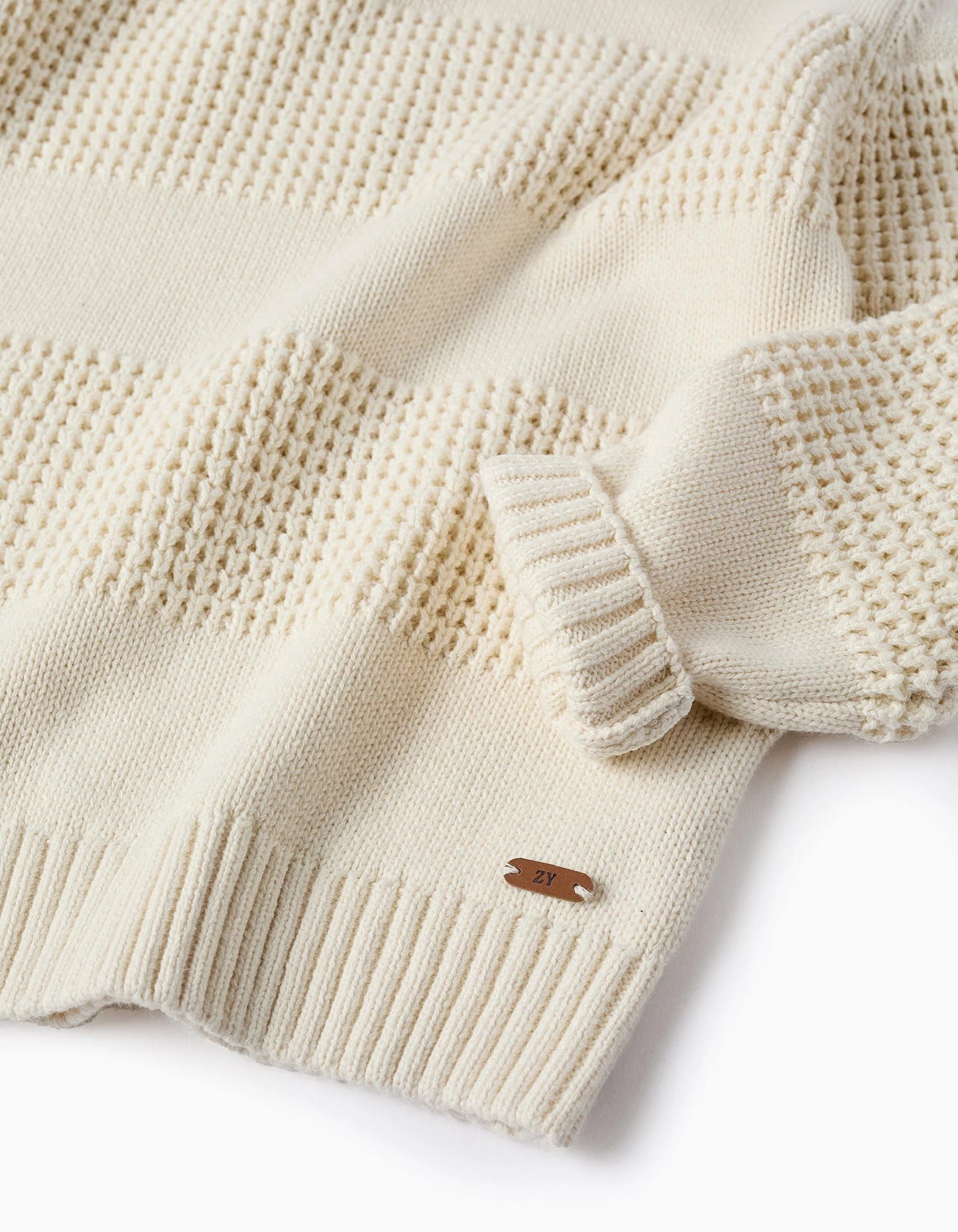 Textured Knit Jumper for Boys, White