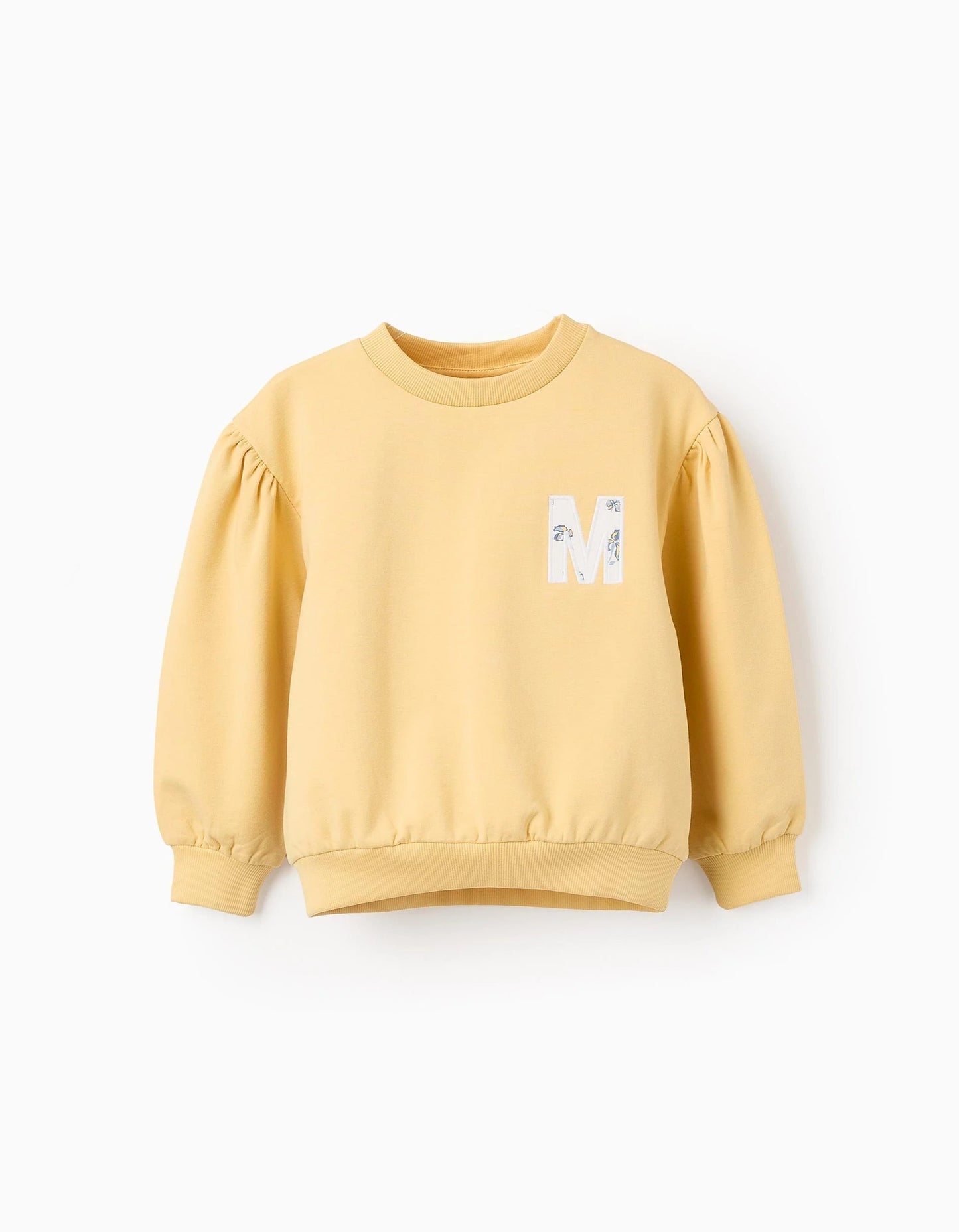 Sweatshirt with Chest Embroidery for Girls 'M', Yellow