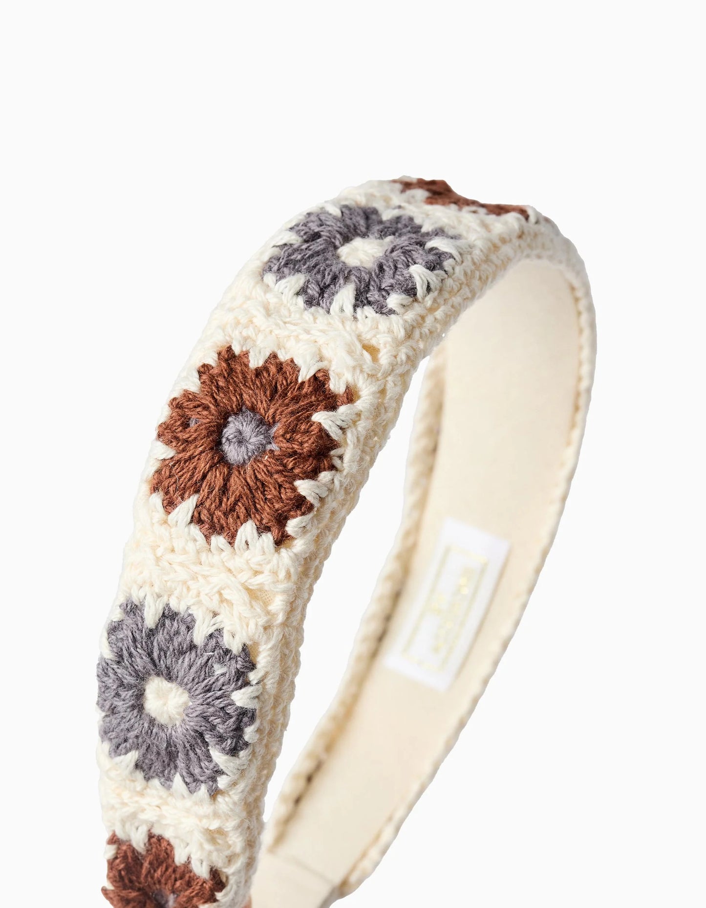 Crochet Flower Headband for Baby and Girls, Grey/Beige/Brown