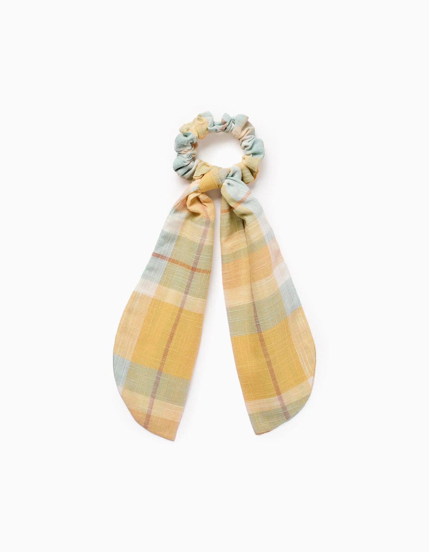 Scrunchie with Bow and Check for Baby and Girls 'B&S', Yellow/Blue