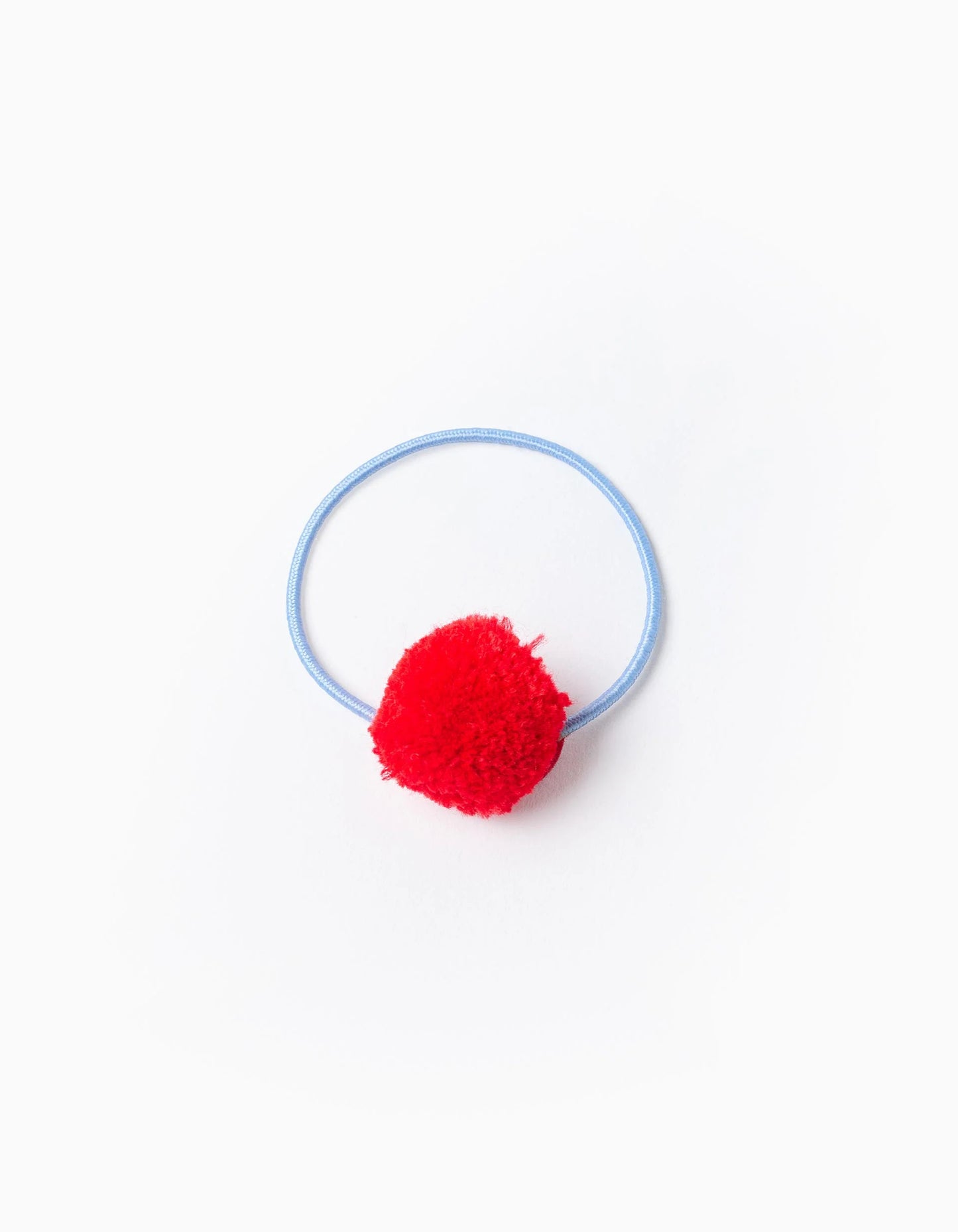 Striped Denim Dungarees + Pompom Hair Bobble for Girls, Blue