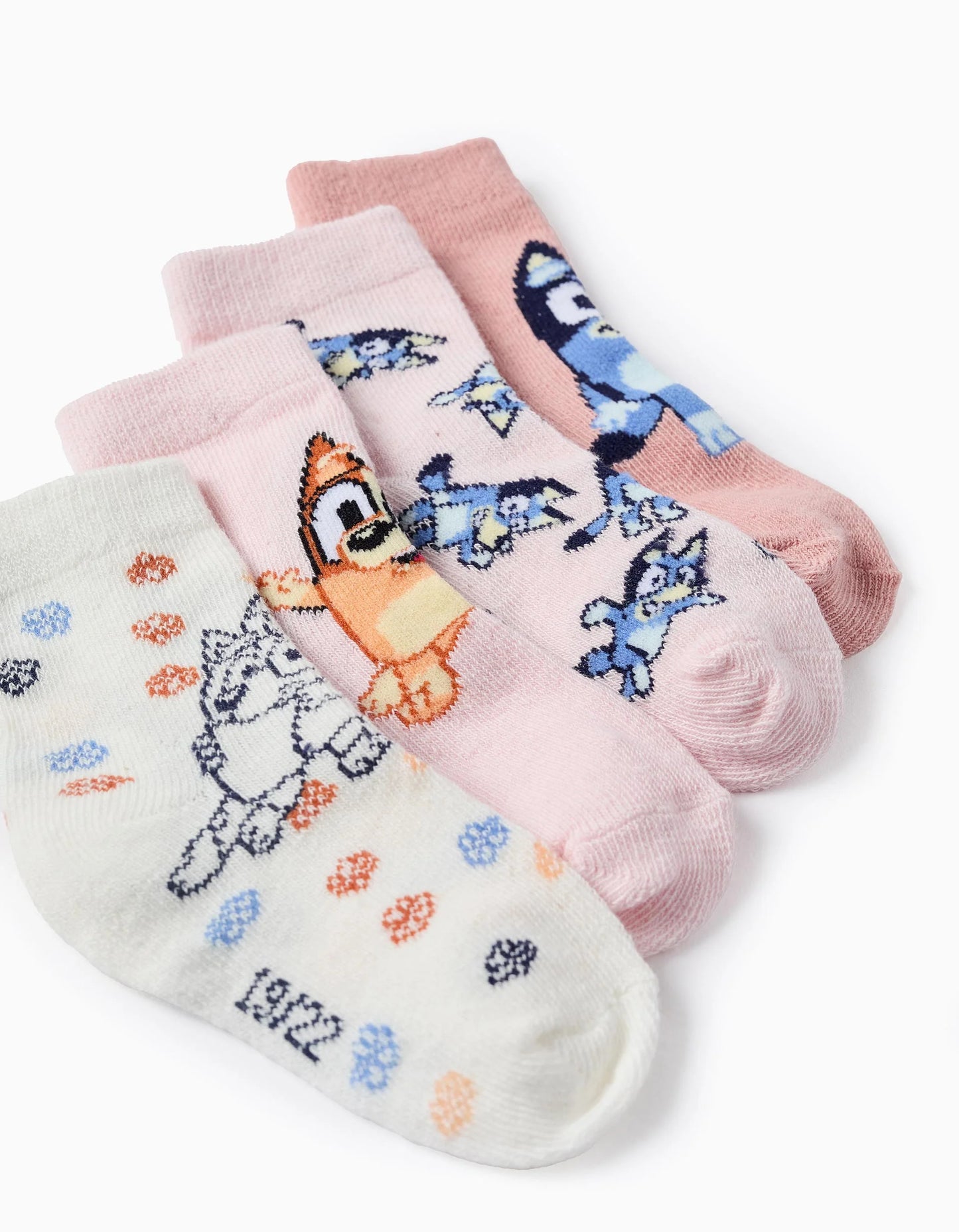 Pack of 4 Pairs of Socks for Baby Girls 'Bluey & Bingo', Pink