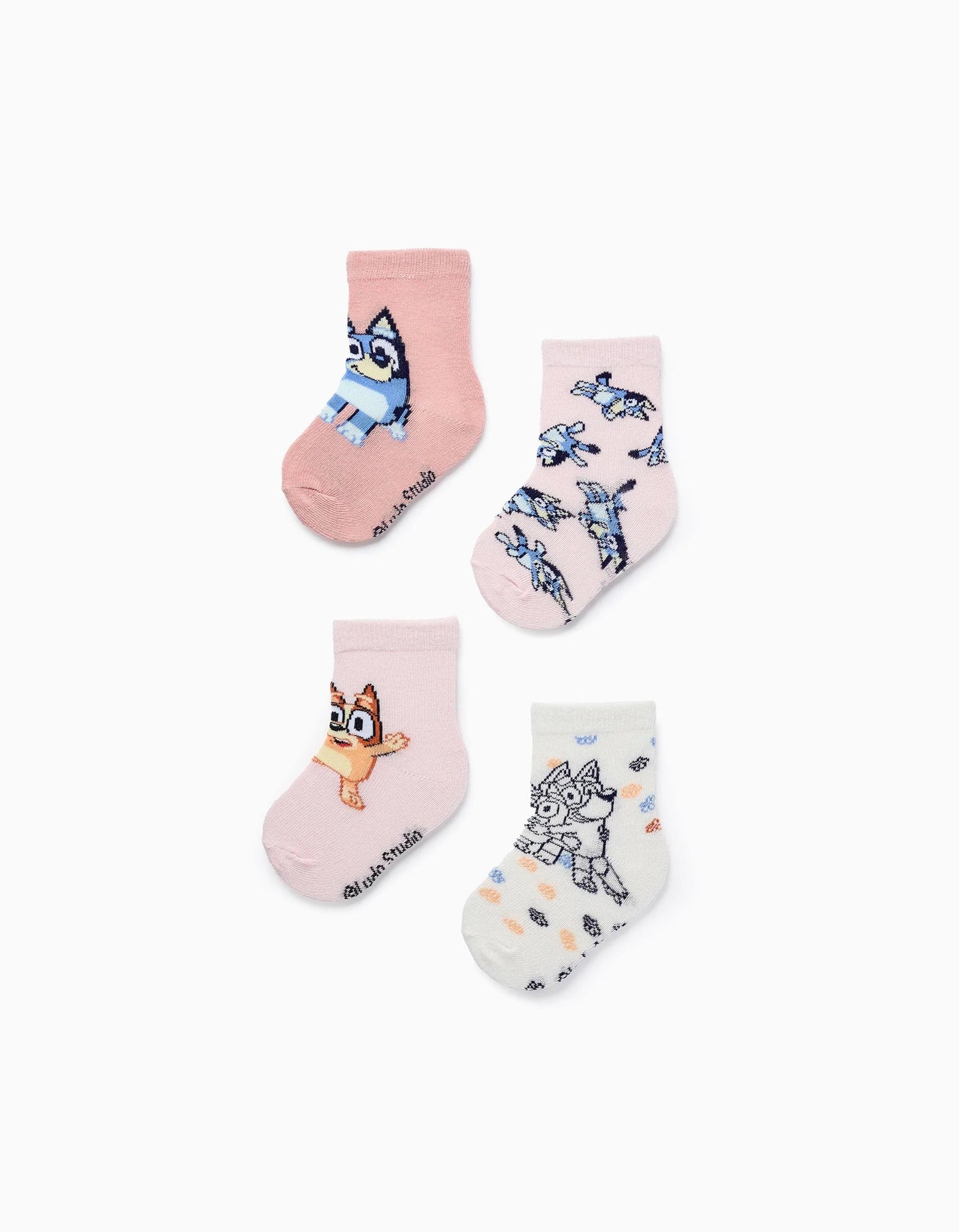 Pack of 4 Pairs of Socks for Baby Girls 'Bluey & Bingo', Pink