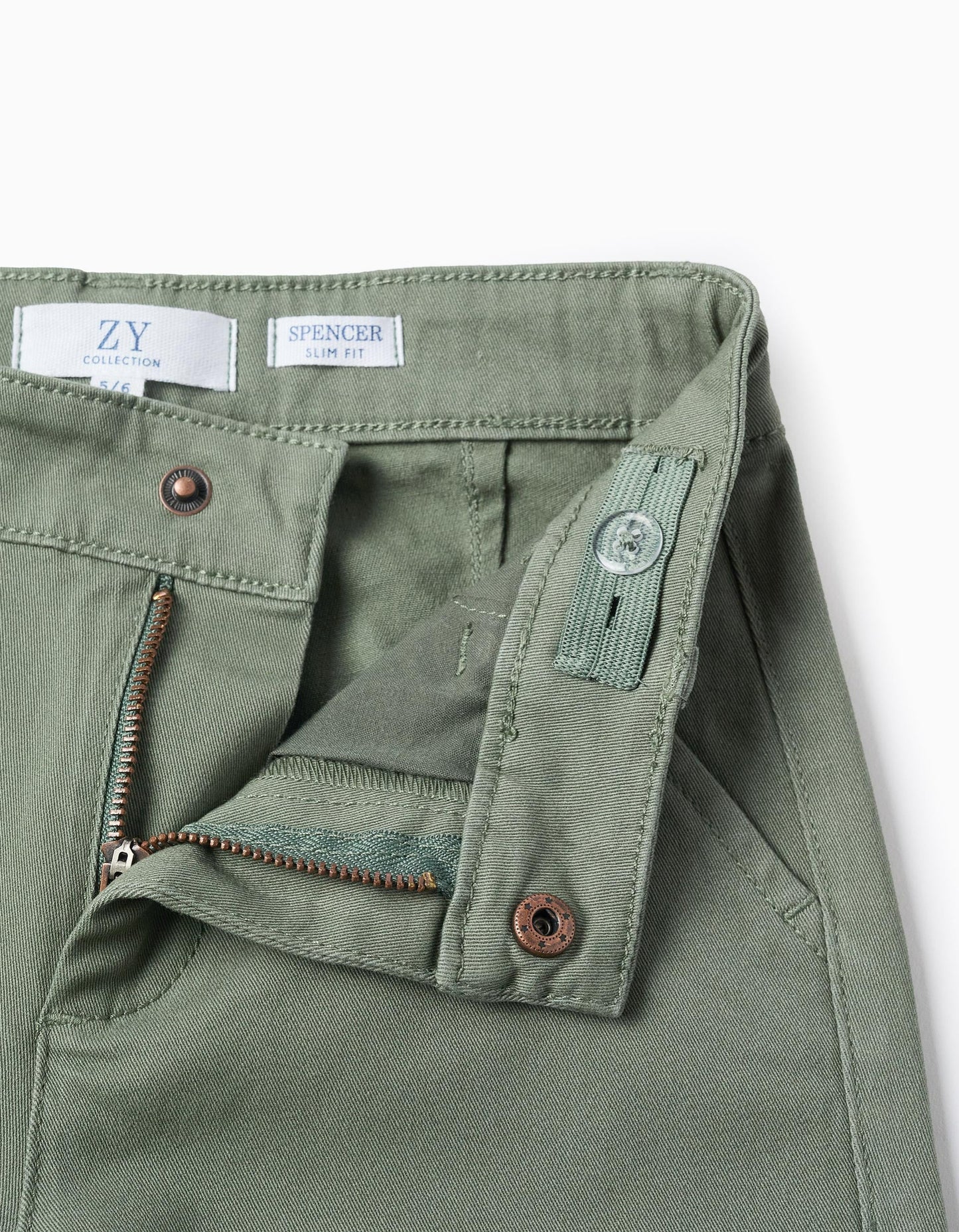 Twill Chino Trousers for Boys 'Slim Fit', Green