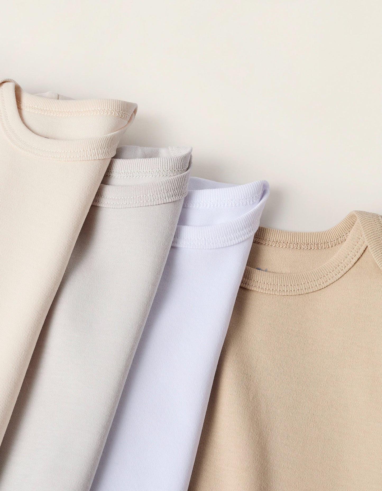 Pack of 4 Cotton Bodysuits for Newborns and Babies 'Pastel', White/Beige