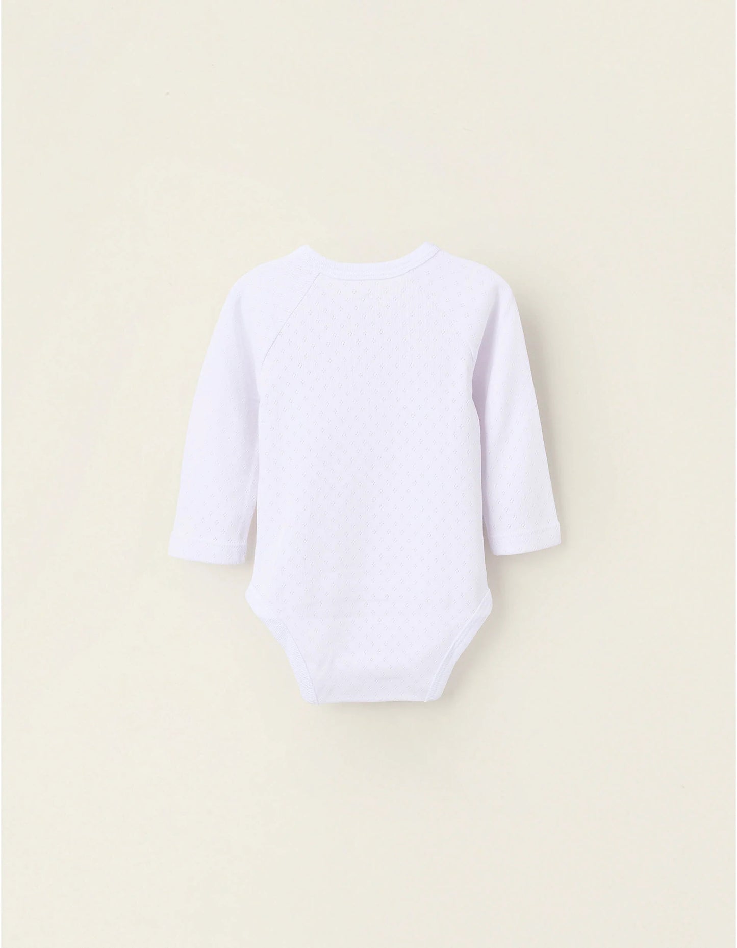 Pack of 4 Wrapover Bodysuits in Pointelle for Newborn Girls and Babies, White