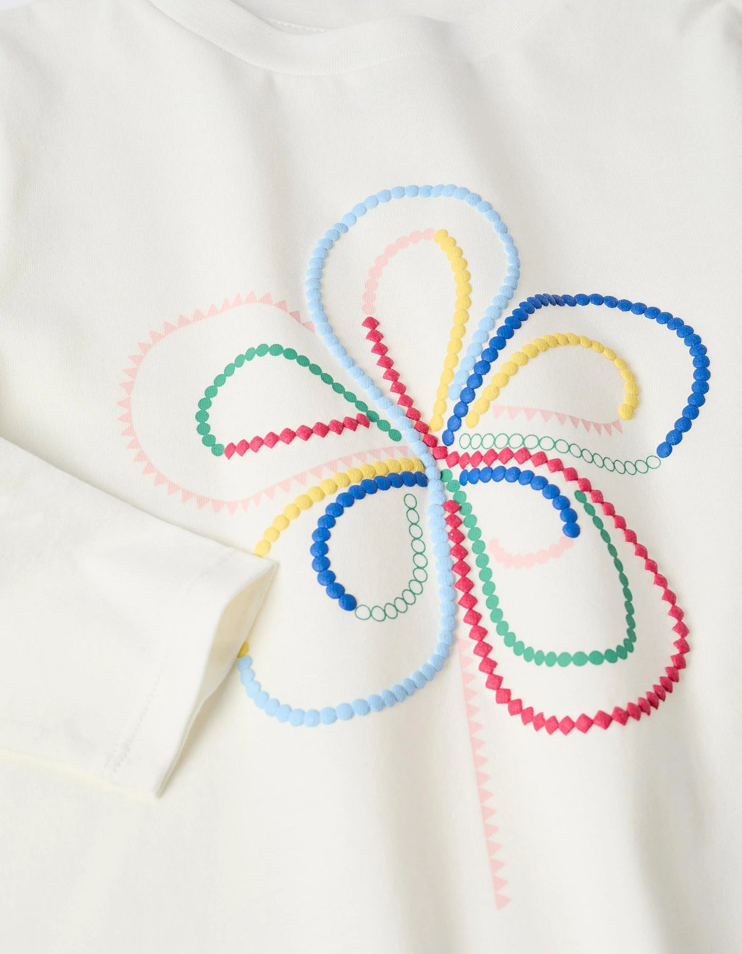 Long Sleeve T-shirt with Embossed Print for Girls, White