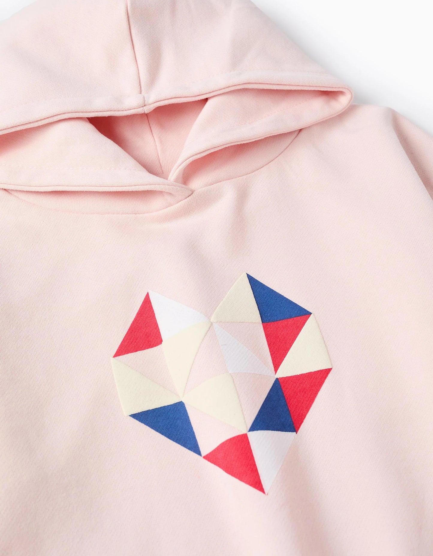 Cotton Hooded Sweatshirt for Girls 'Triangle Heart', Light Pink