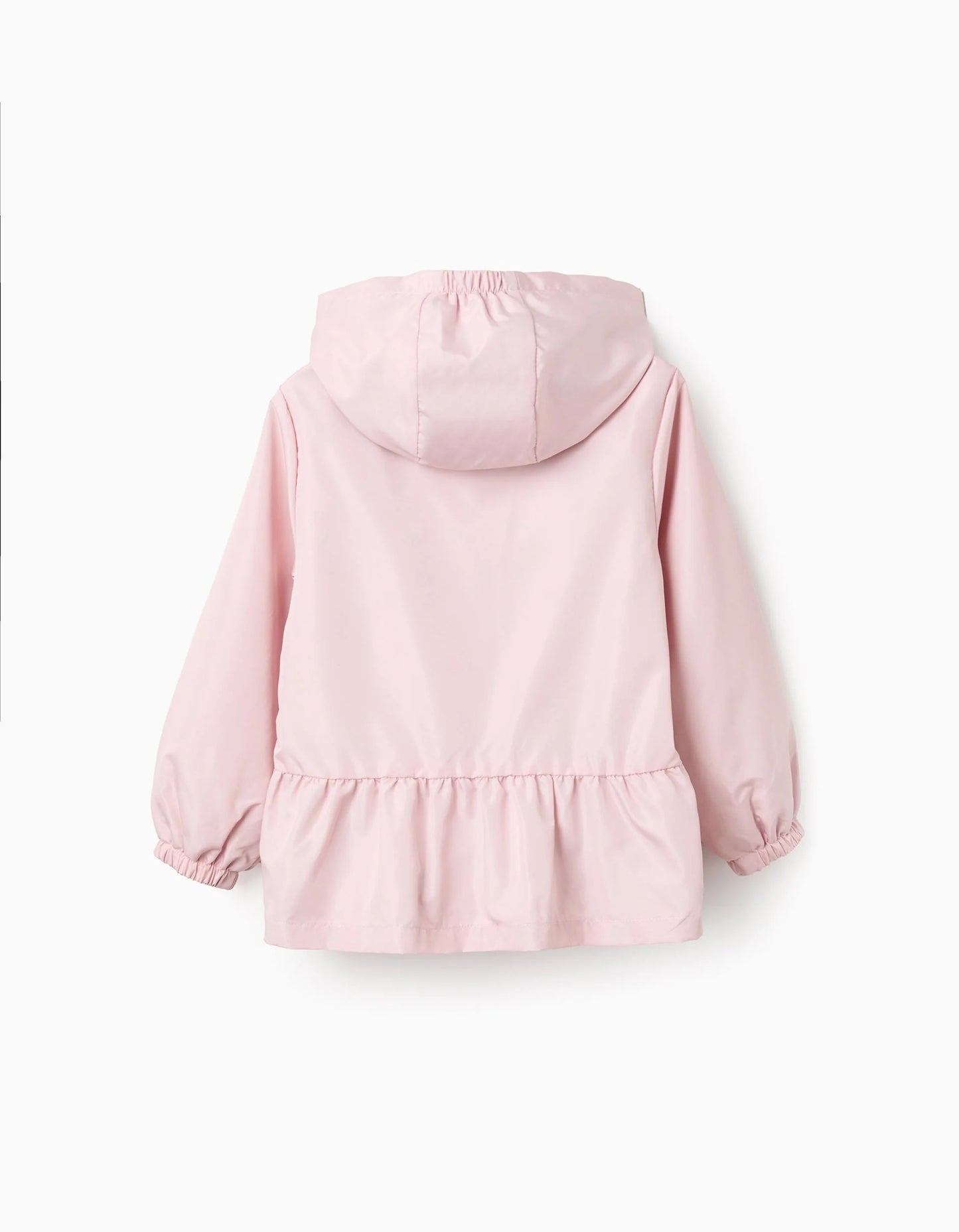 Hooded Windbreaker with Ruffles for Girls, Pink