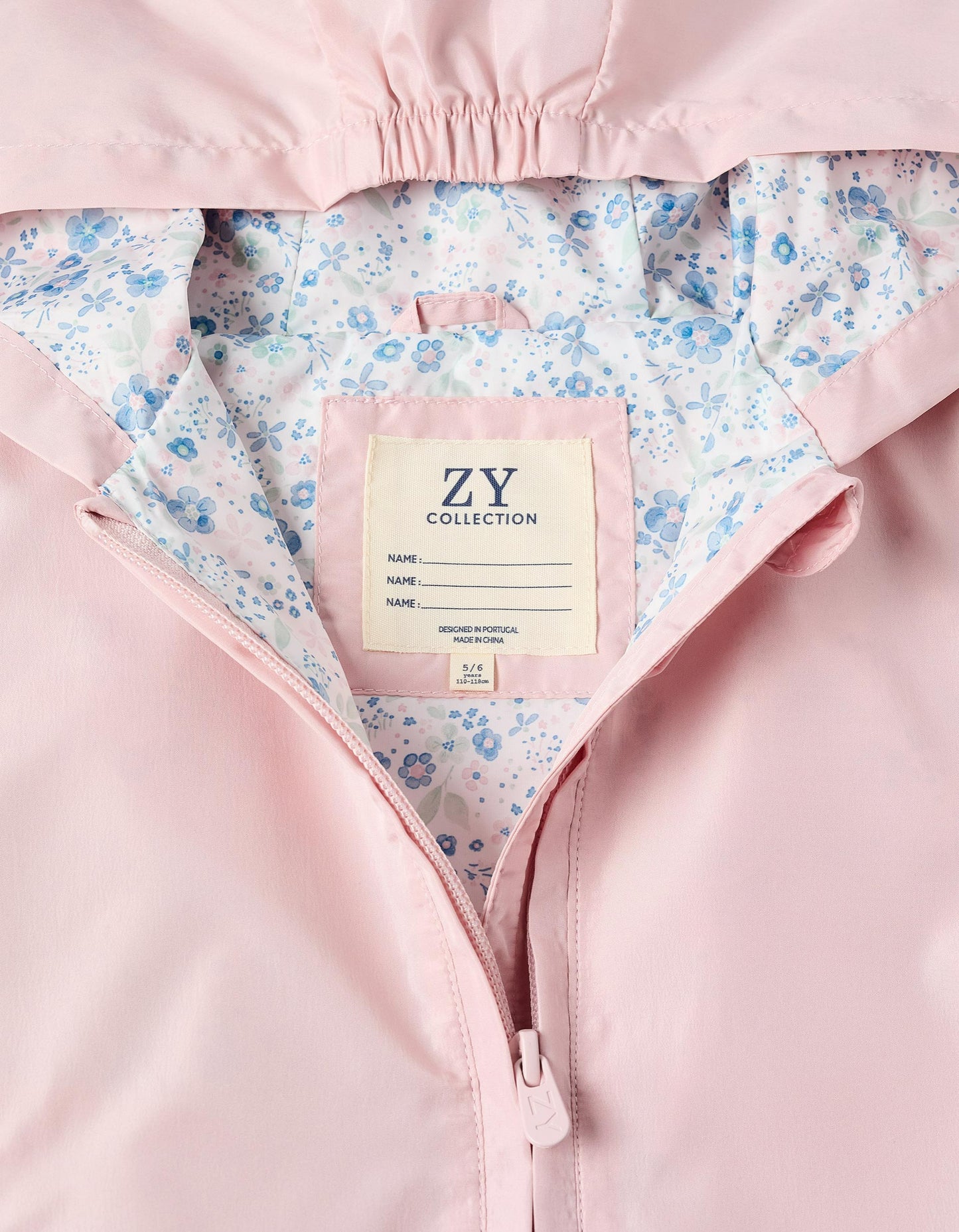 Hooded Windbreaker with Ruffles for Girls, Pink
