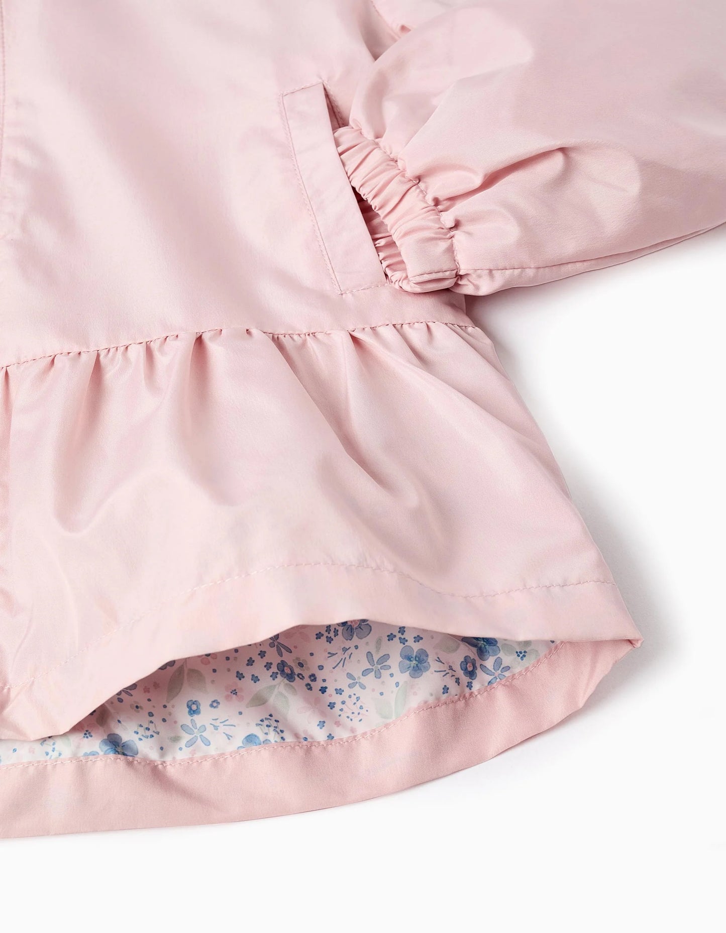 Hooded Windbreaker with Ruffles for Girls, Pink