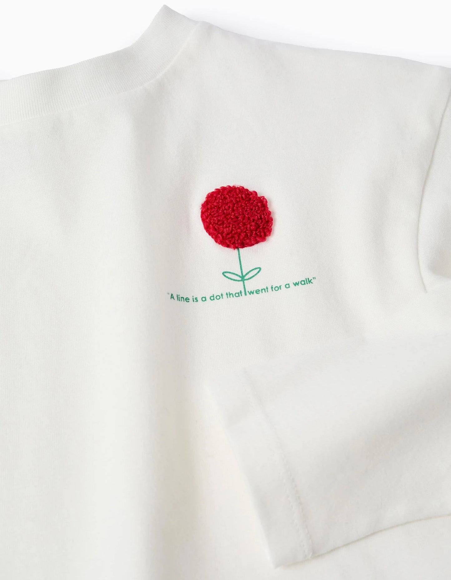 Cotton T-shirt with Ruffles on the Back for Girls 'Flower', White