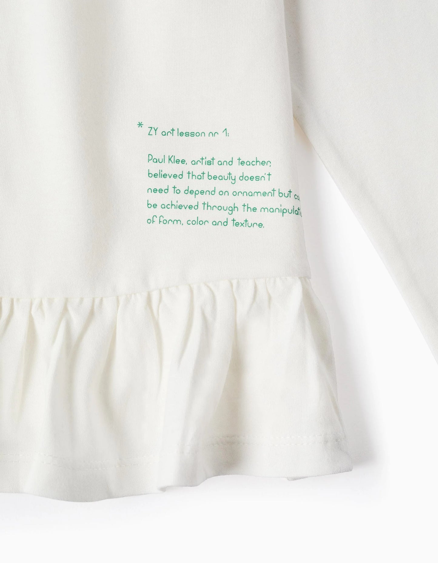 Cotton T-shirt with Ruffles on the Back for Girls 'Flower', White