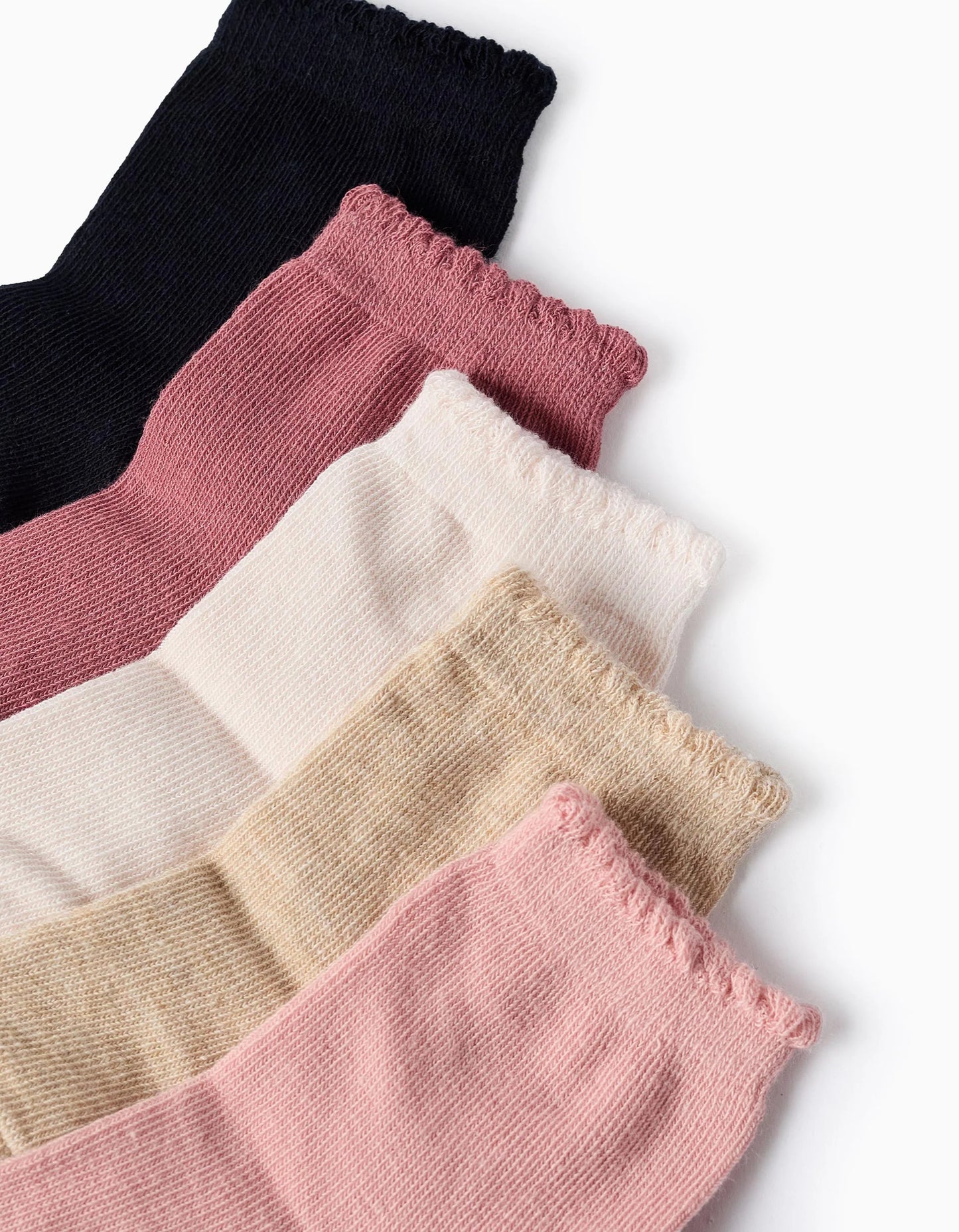 Pack of 5 Pairs of Socks for Baby Girls, Pink/Beige/Blue