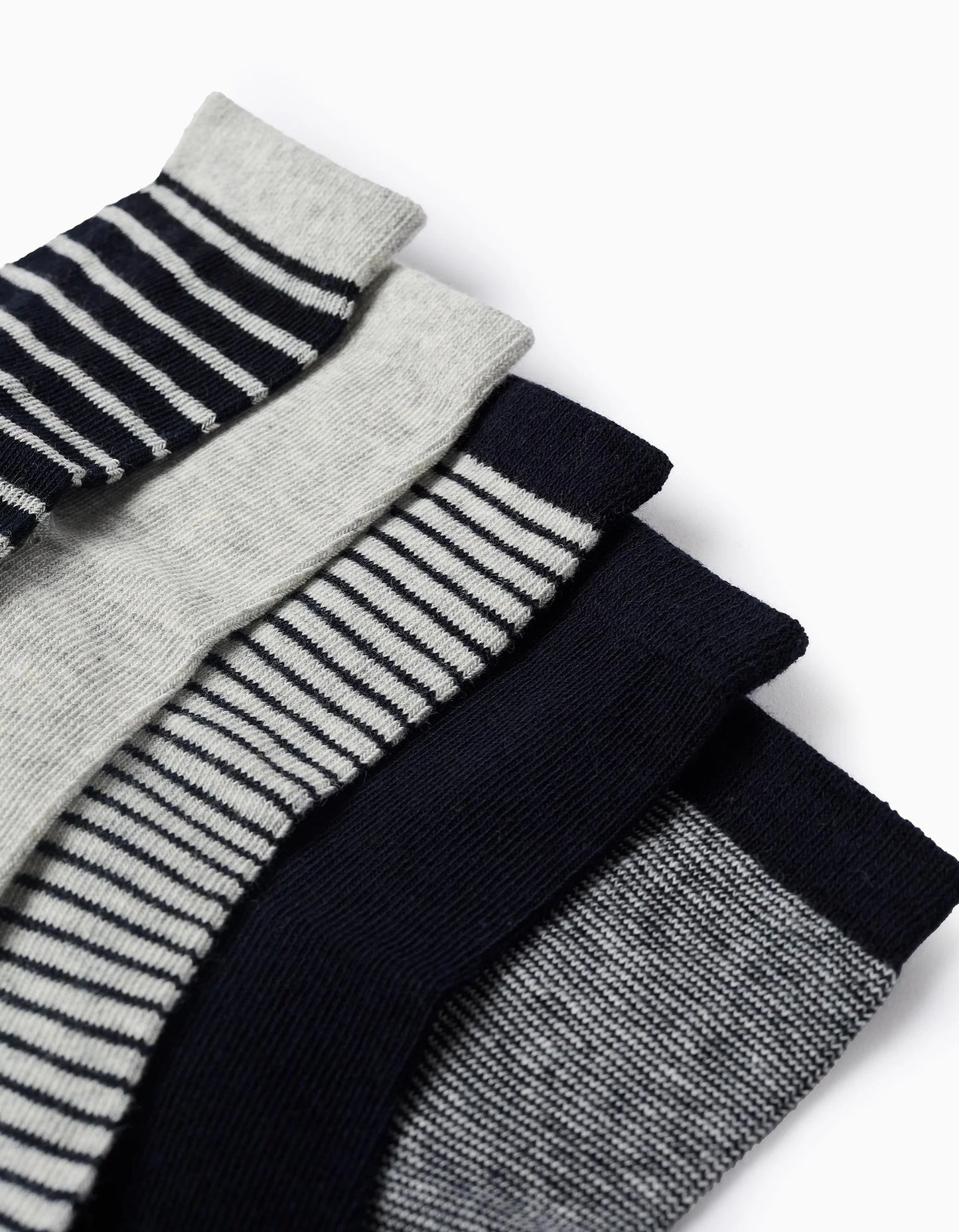 Pack of 5 Pairs of Socks for Boys 'Stripes', Dark Blue/Grey