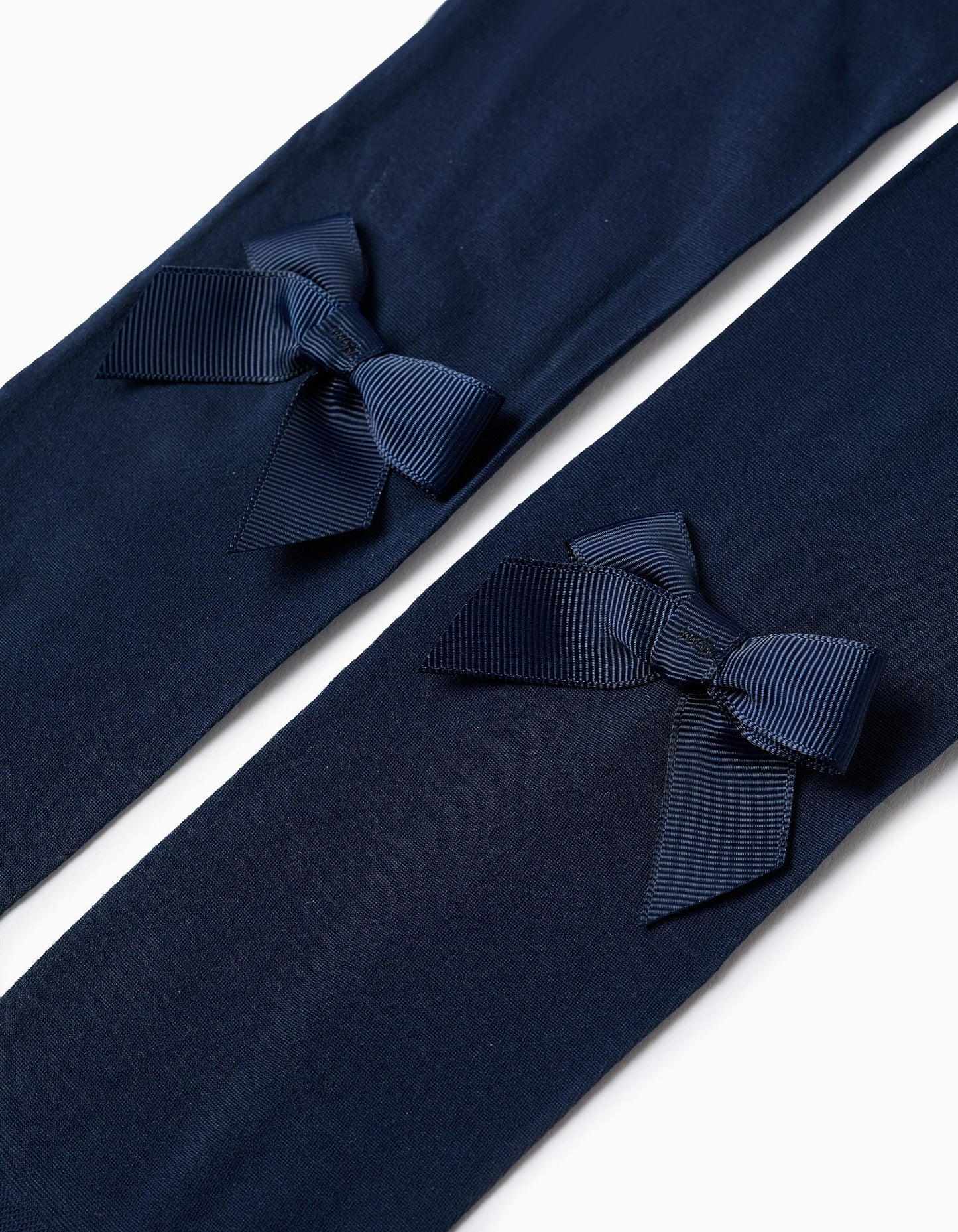 Microfiber Tights with Bow for Girls, Dark Blue