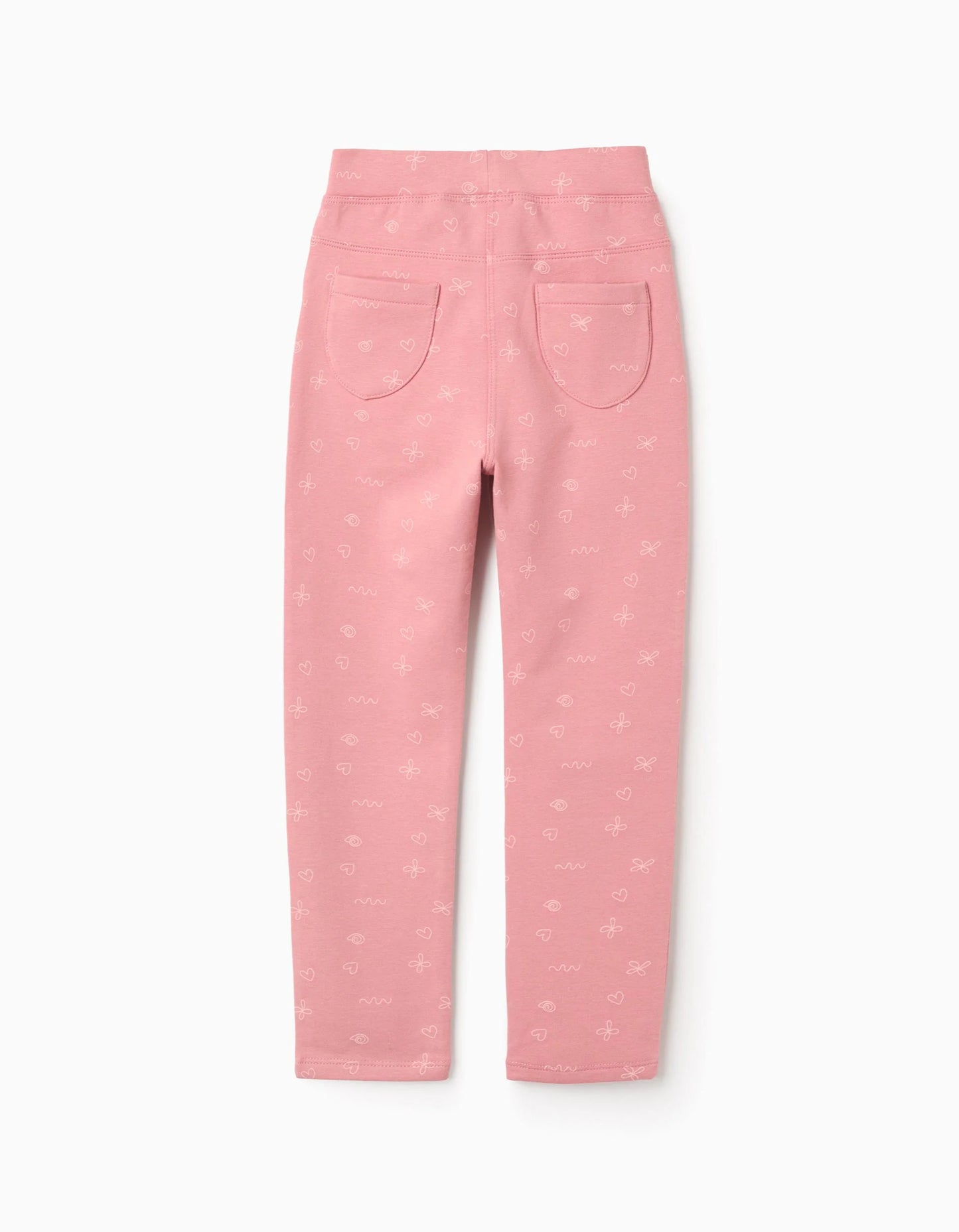 Brushed Jeggings with Motif for Girls, Pink