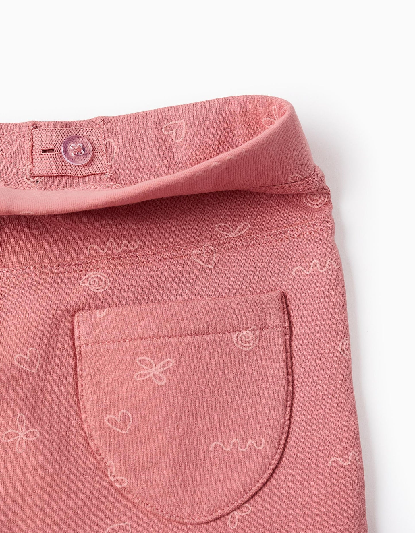 Brushed Jeggings with Motif for Girls, Pink