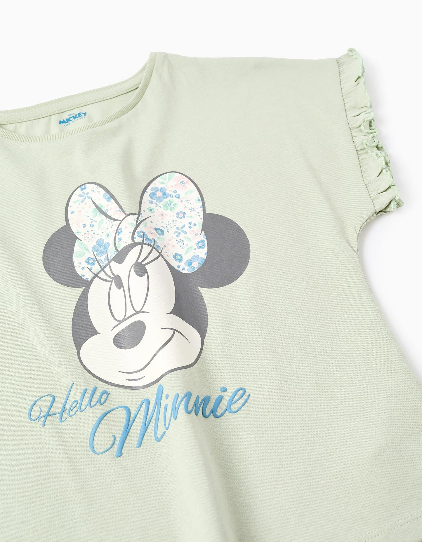 Cotton T-shirt with Ruffles for Girls 'Minnie', Green