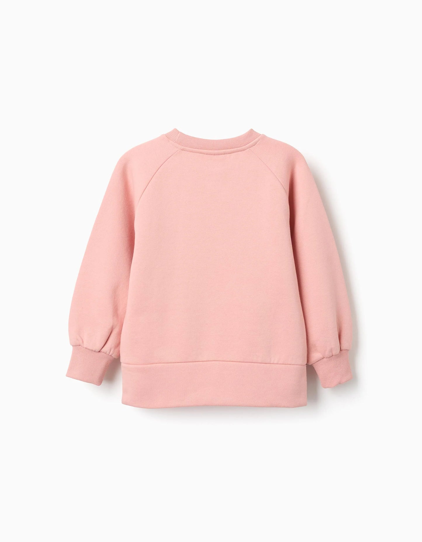 Brushed sweatshirt with front print for girls, salmon orange