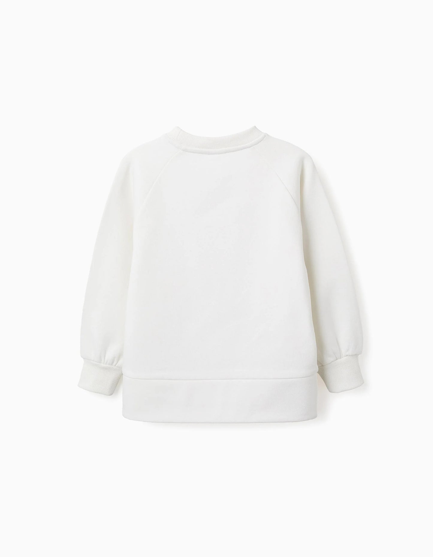 Brushed Sweatshirt with Embossed Flowers for Girls, White