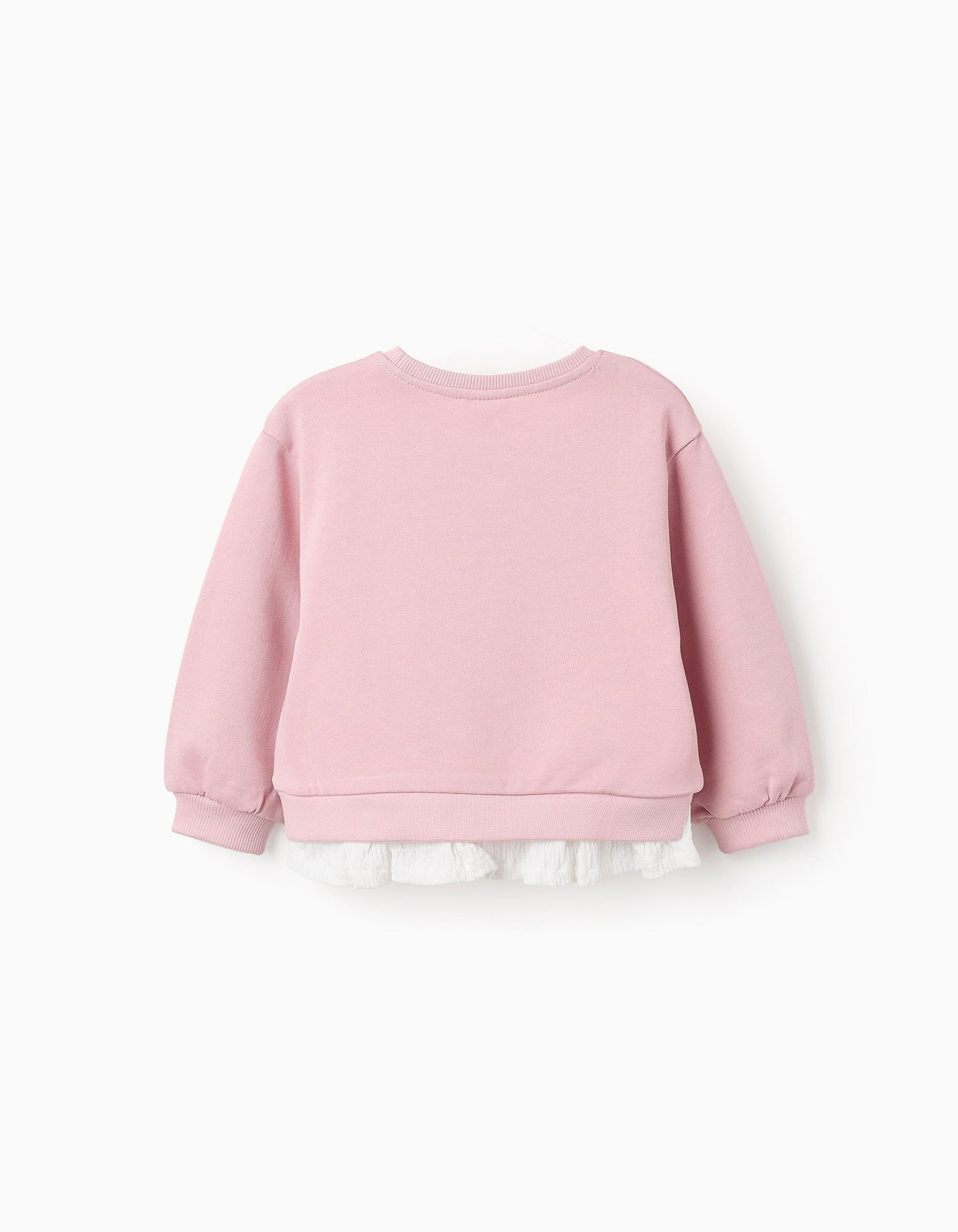Cotton Sweatshirt with Muslin Ruffles for Baby Girls, Pink