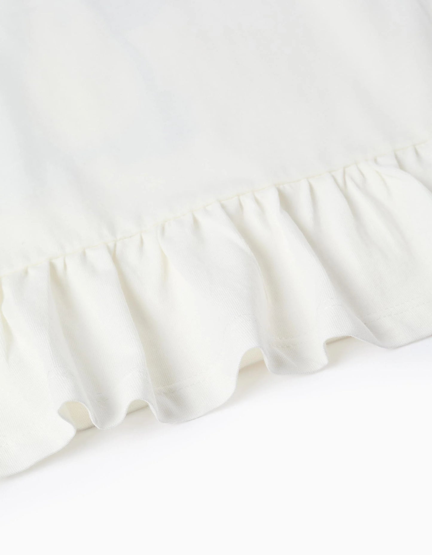 Cotton T-shirt with Ruffles on the Back for Girls 'Stitch', White