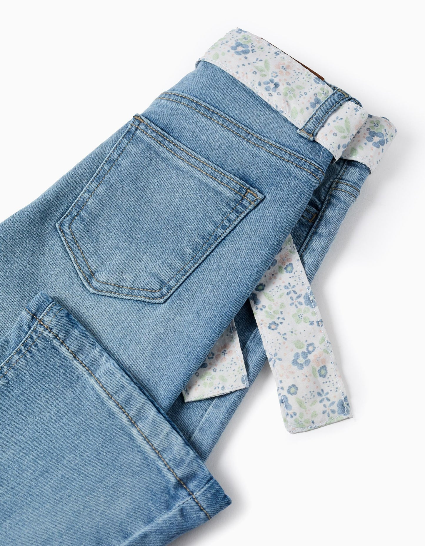 Jeans with Floral Belt for Girls 'Flare Fit', Blue